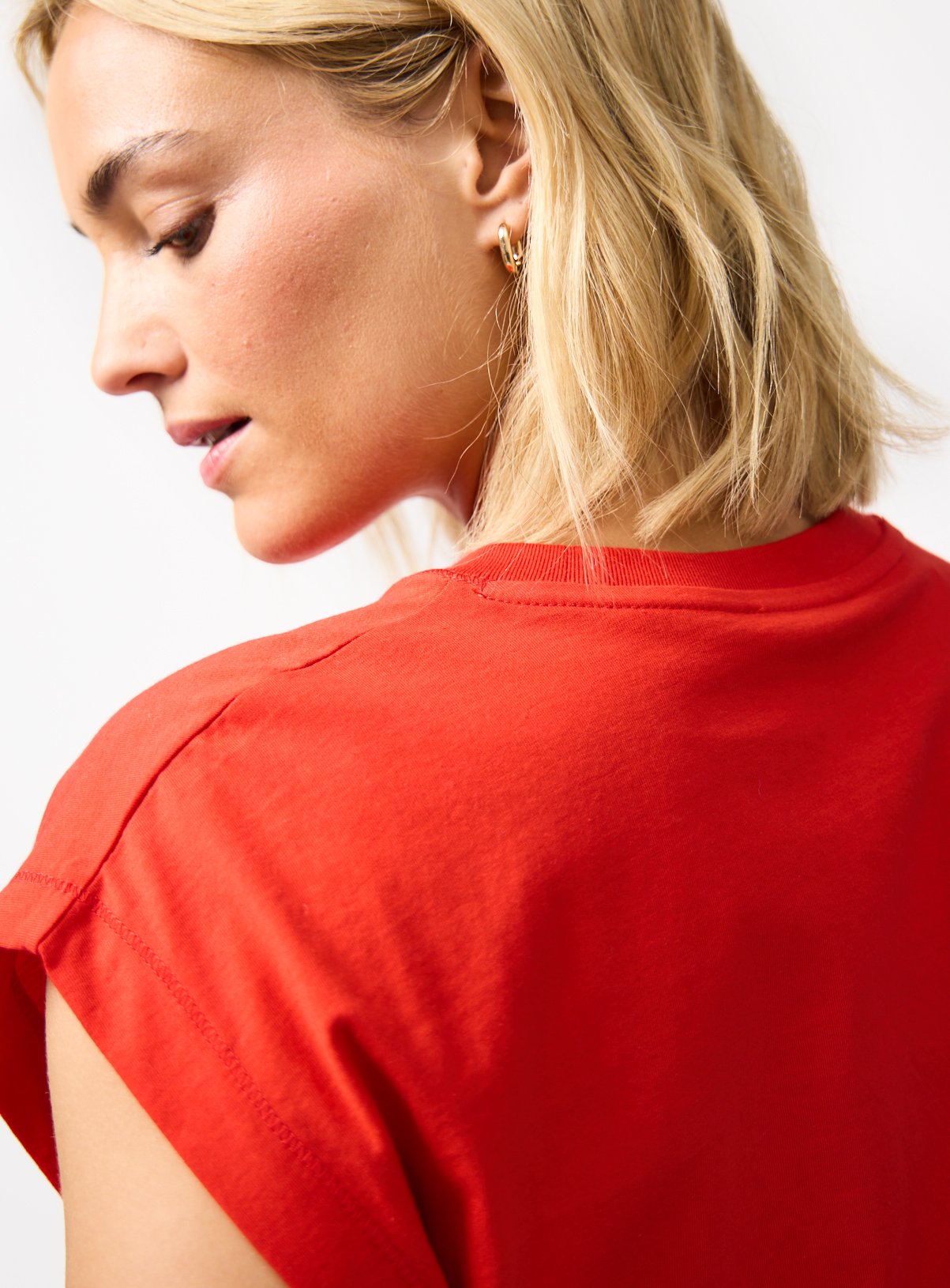 Red Cotton Relaxed Sleeveless Muscle T-Shirt S - Image 3 thumbnail