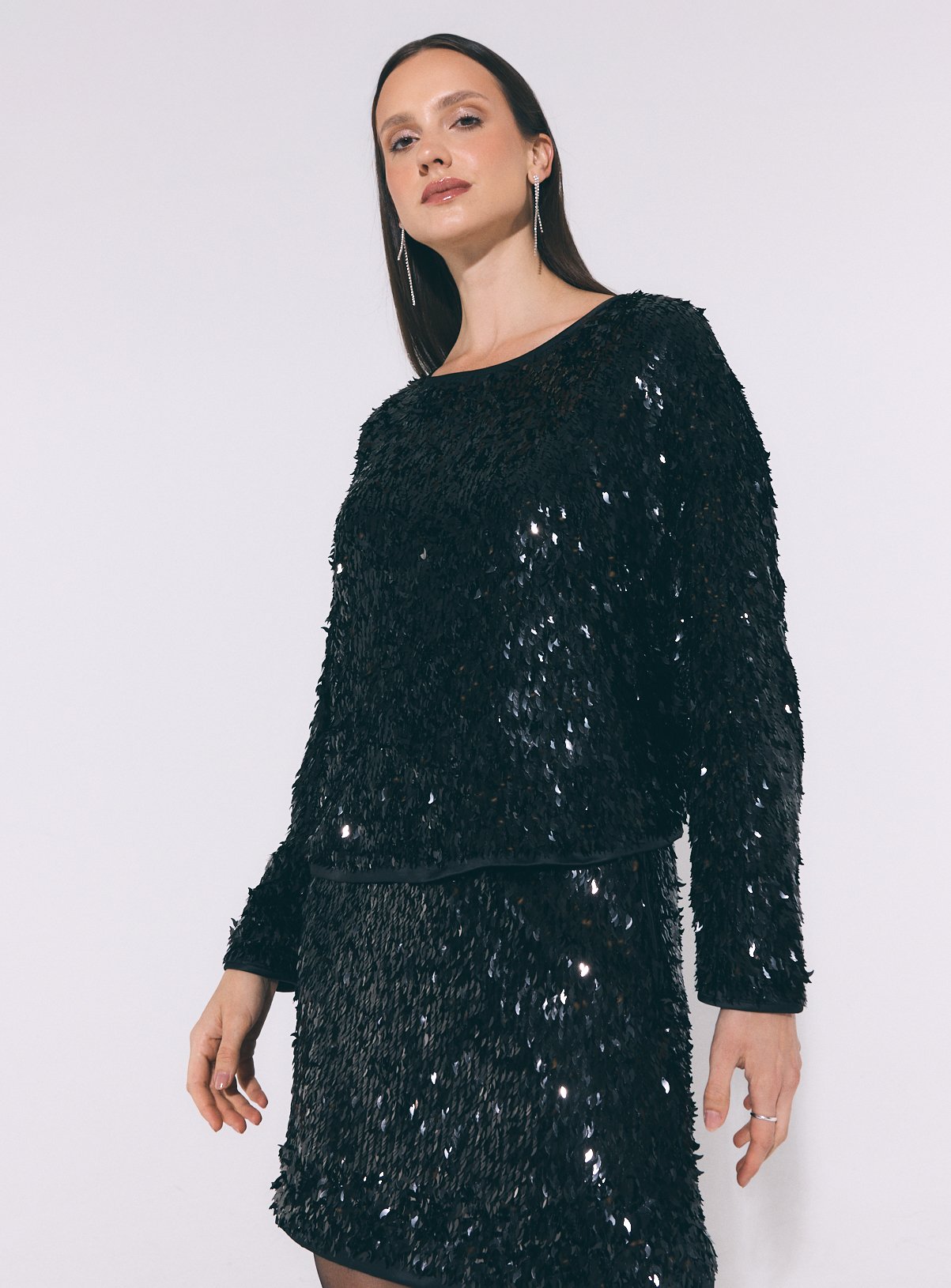 Black Chilli Sequin Long Sleeve Top 8 - Image 2 thumbnail