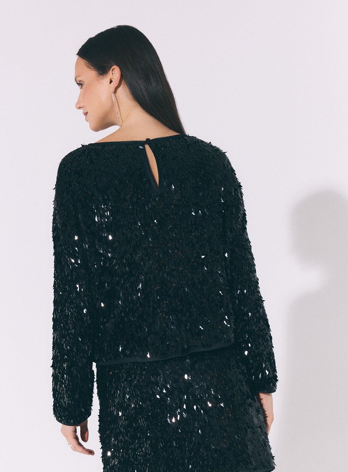 Black Chilli Sequin Long Sleeve Top 8 - Image 4 thumbnail