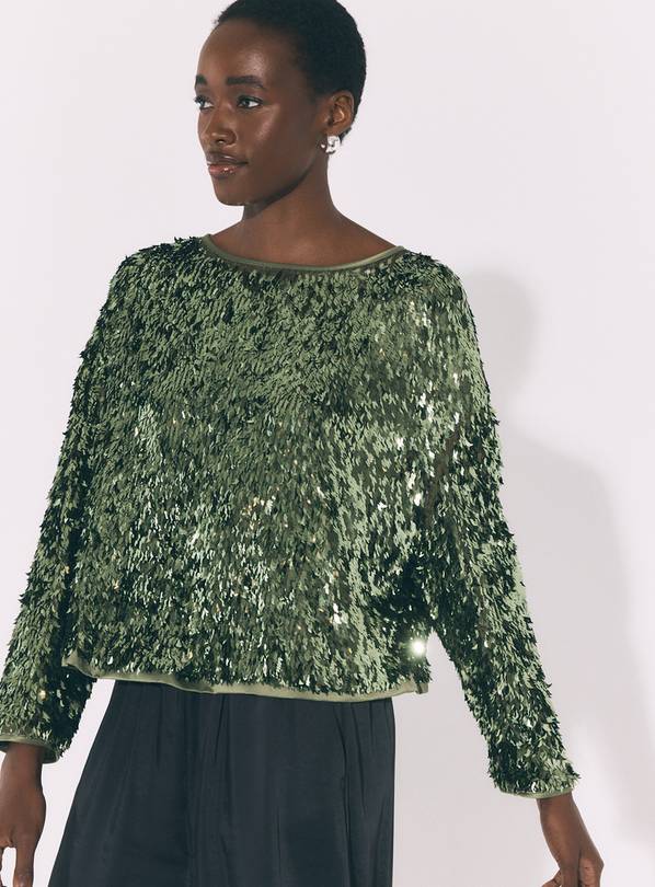 Green Chilli Sequin Long Sleeve Top 8