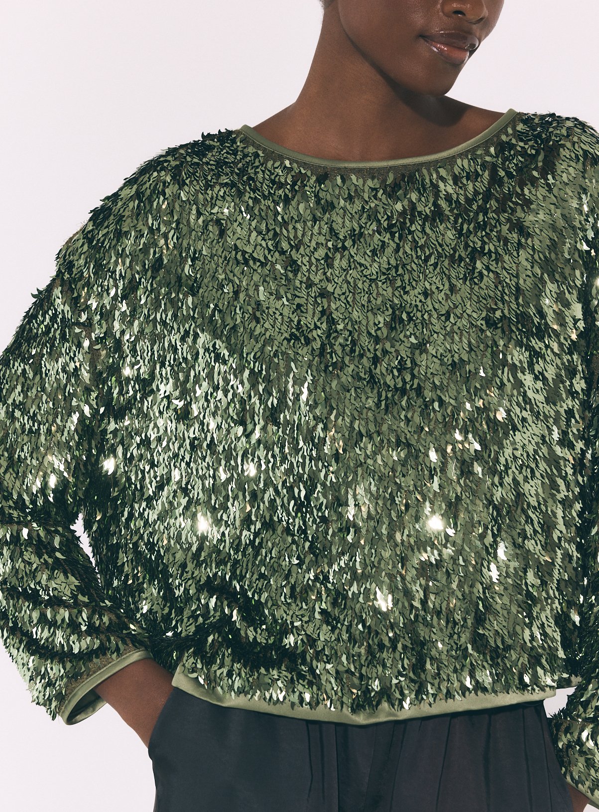 Green Chilli Sequin Long Sleeve Top 16 - Image 3 thumbnail