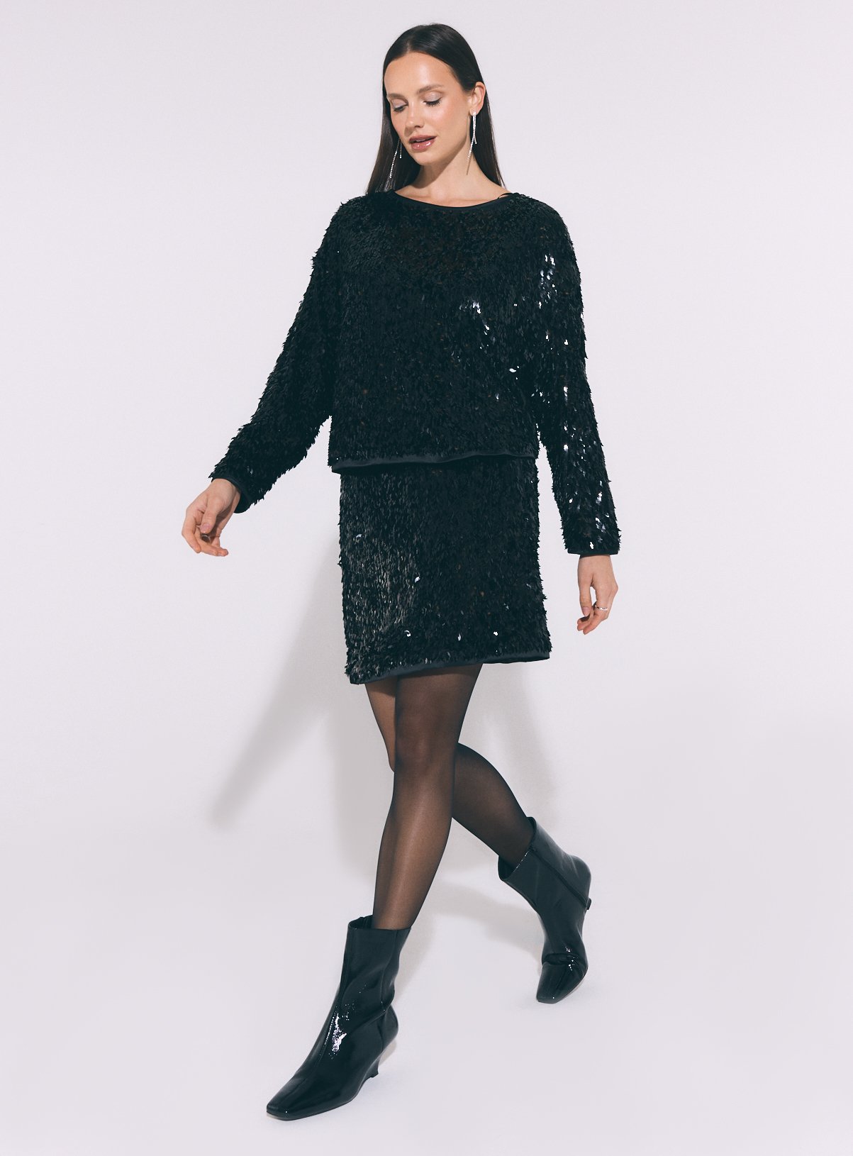Black Sequin Mini Skirt 10 - Image 2 thumbnail