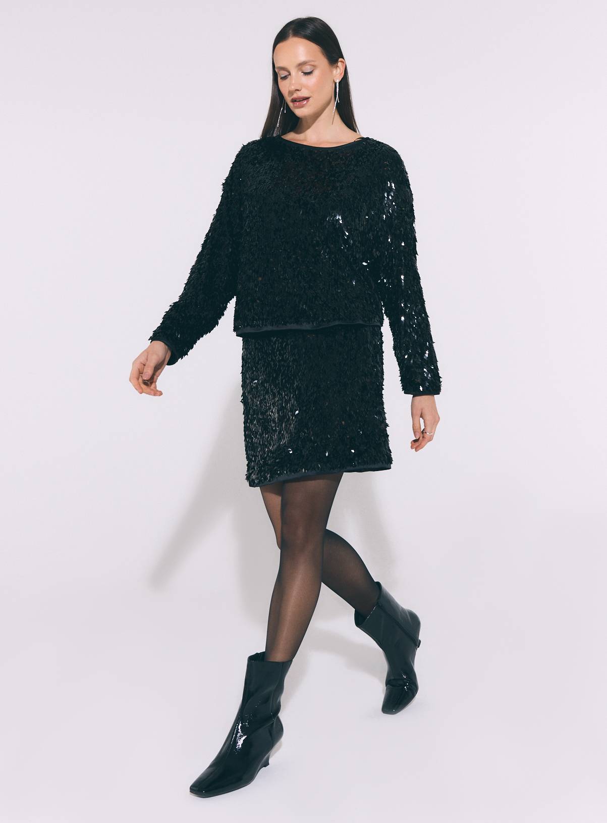 Black Sequin Mini Skirt 10 - Image 2