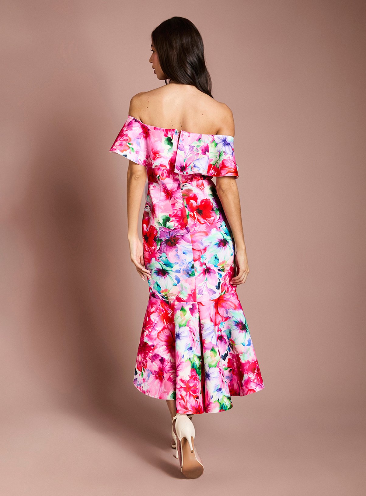COAST Placement Floral Scuba Dress Pink 8 - Image 3 thumbnail