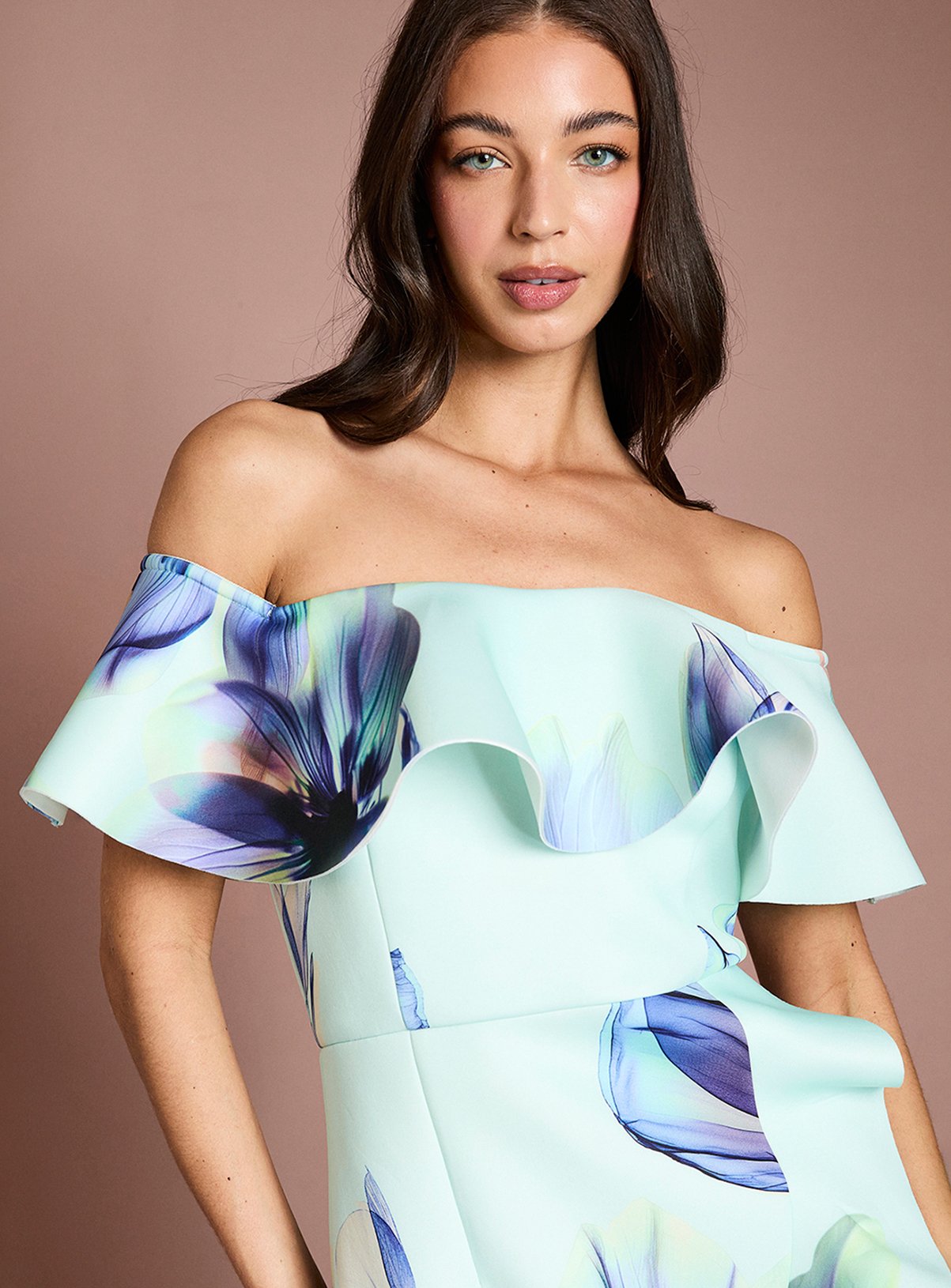 COAST Placement Floral Scuba Dress Blue 18 - Image 4 thumbnail