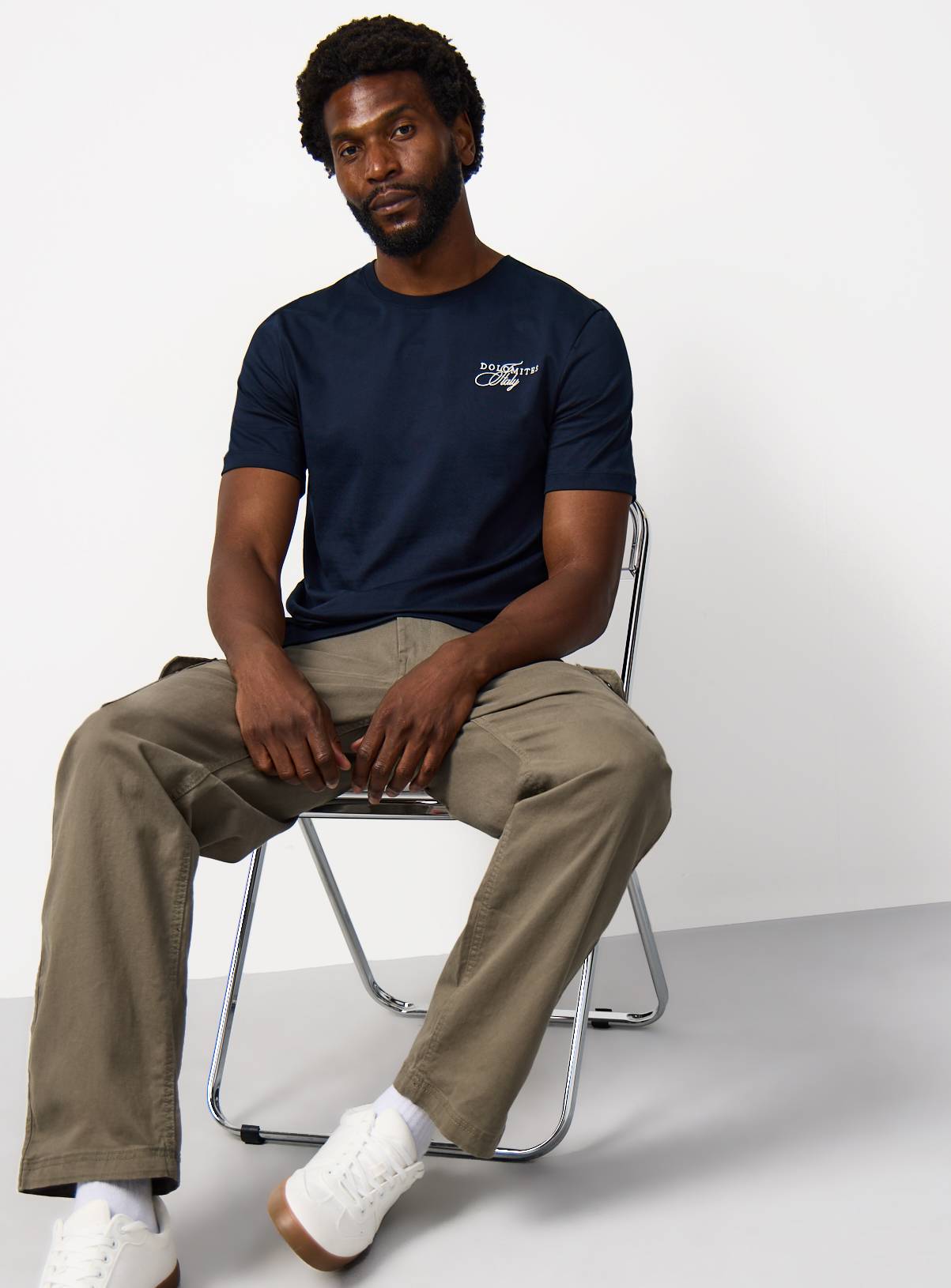 Navy Dolomites Print & Embroidered Regular Fit T-Shirt XS - Image 2