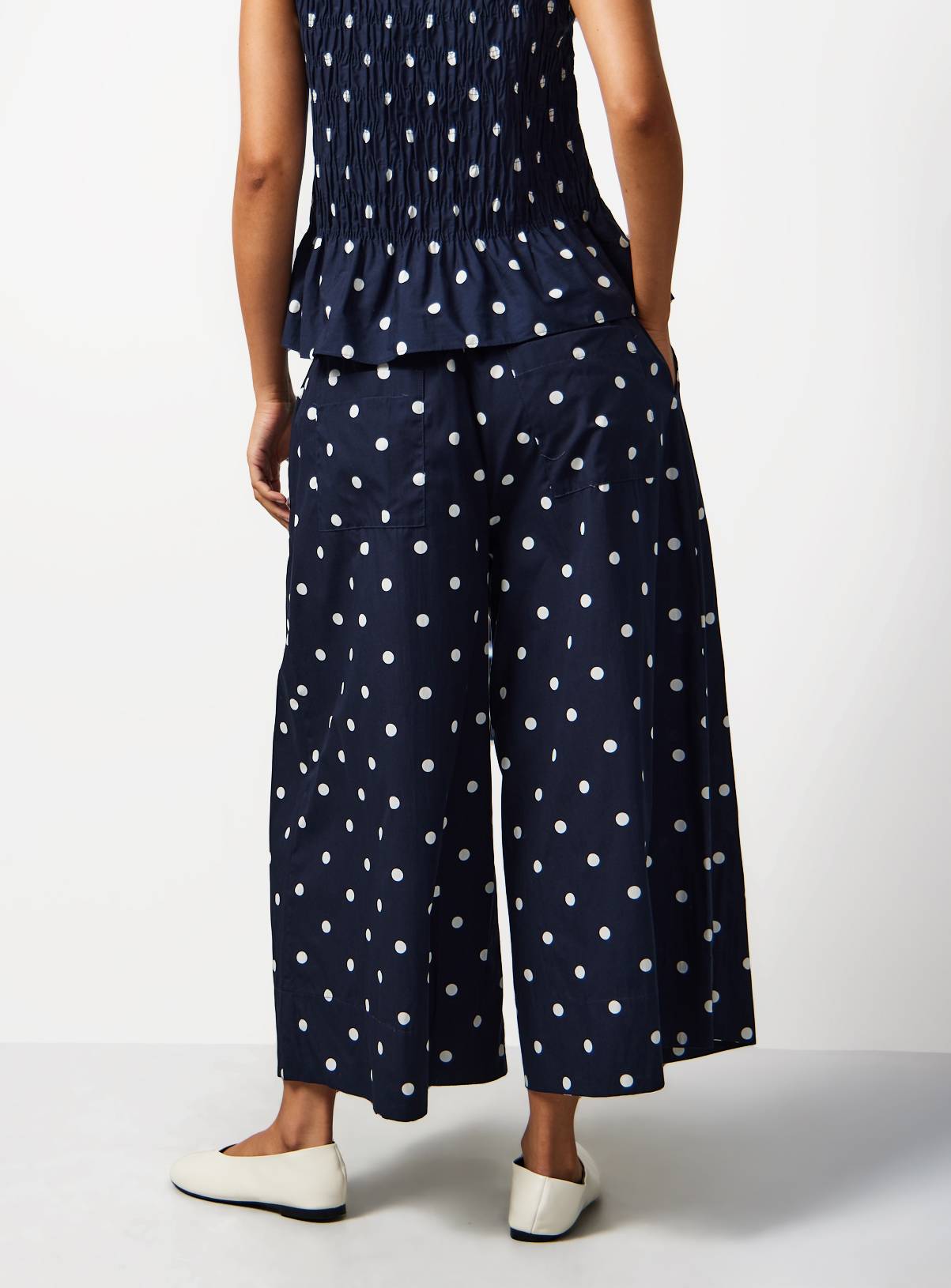 Navy Polka Dot Print Co-ord Culottes 18 - Image 4