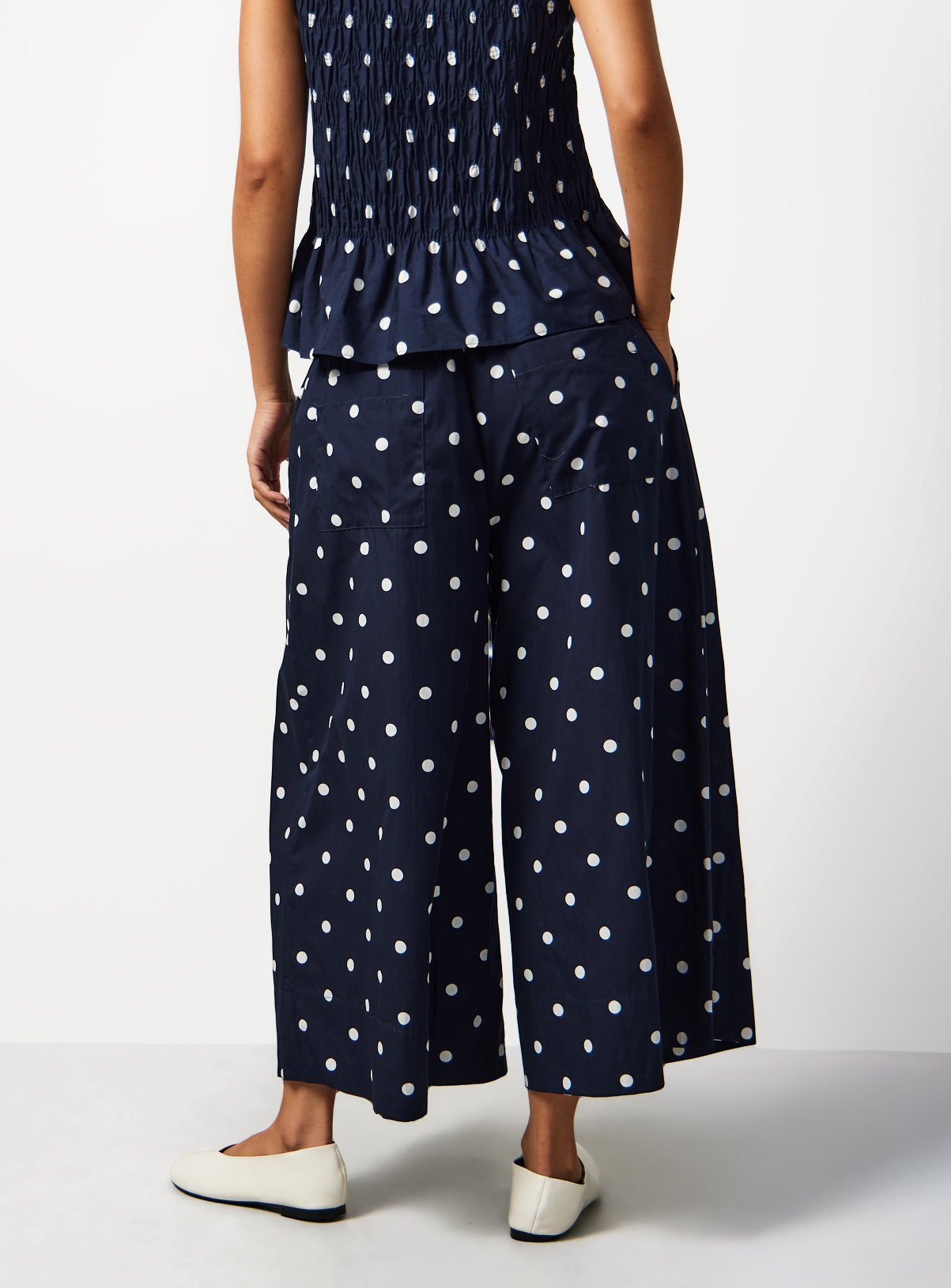 Navy Polka Dot Print Co-ord Culottes 6 - Image 4 thumbnail