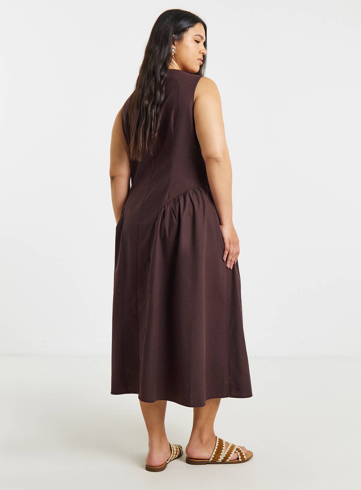 SIMPLY BE Linen Boat Neck Midaxi Dress 12 - Image 2