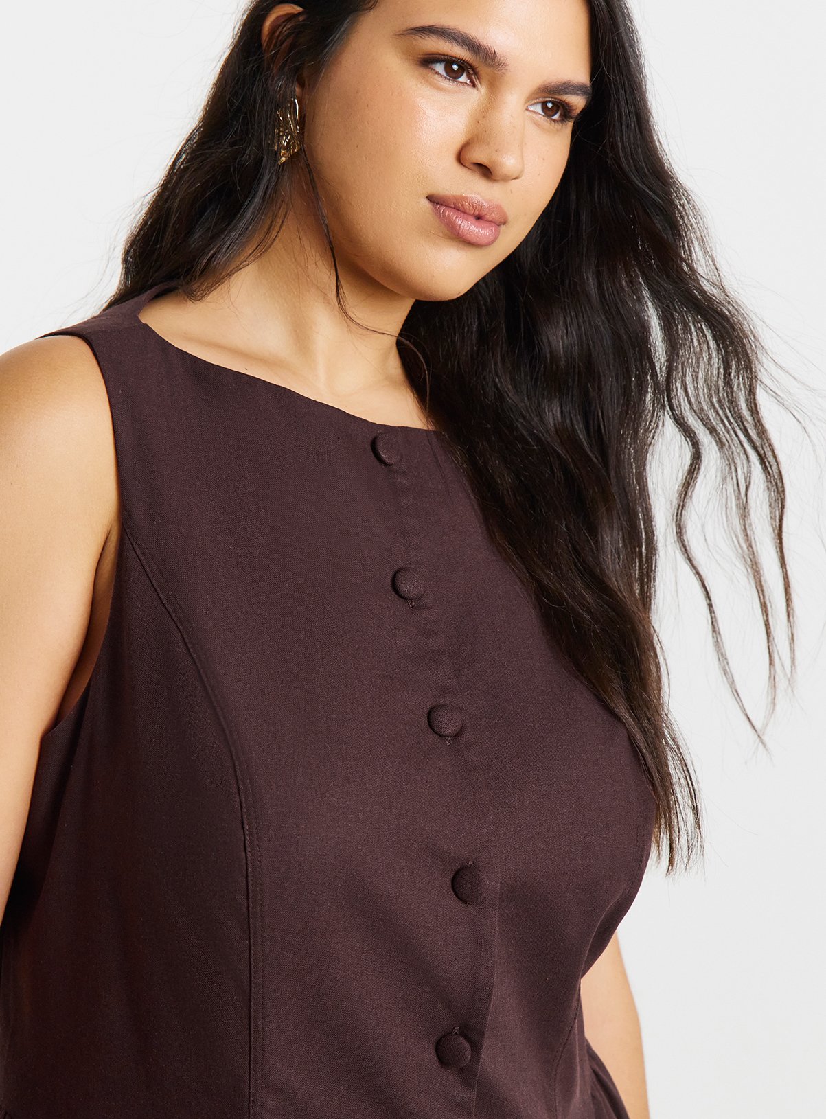 SIMPLY BE Linen Boat Neck Midaxi Dress 12 - Image 3 thumbnail