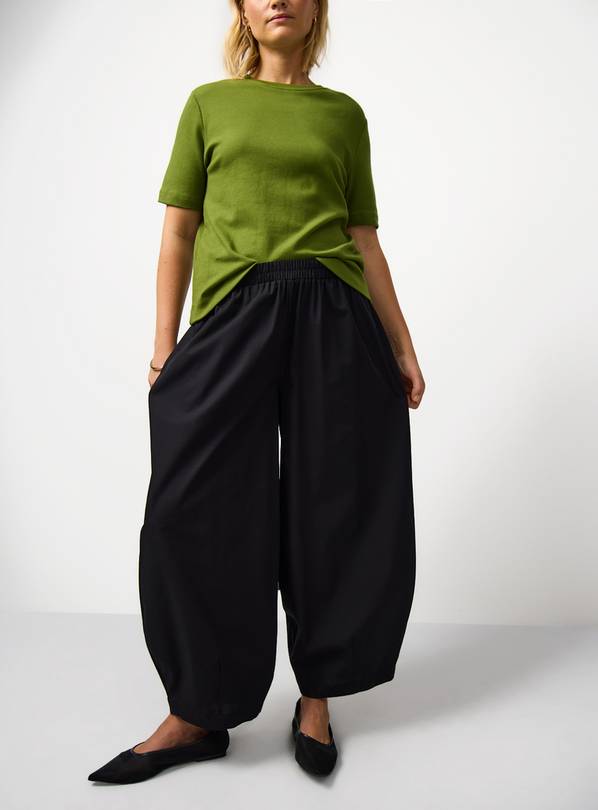 Black Poplin Balloon Leg Trousers 22