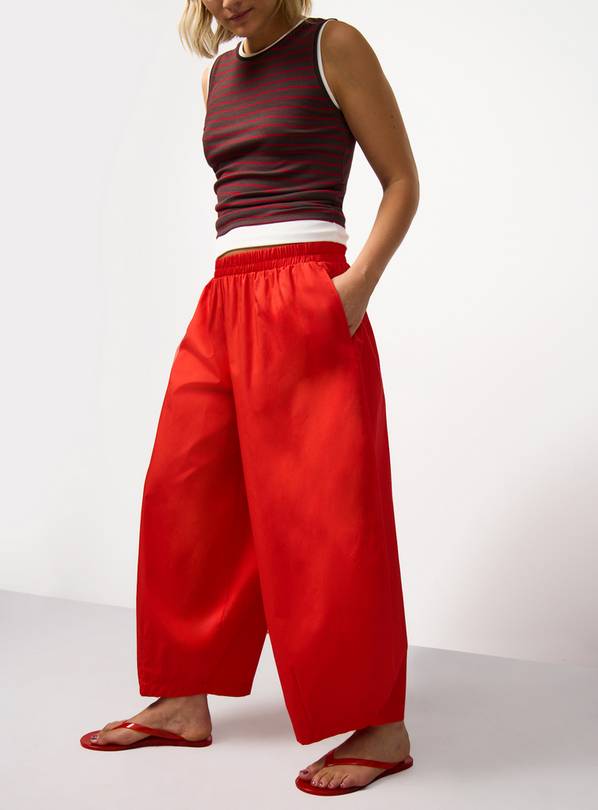 Red Poplin Balloon Leg Trousers 18