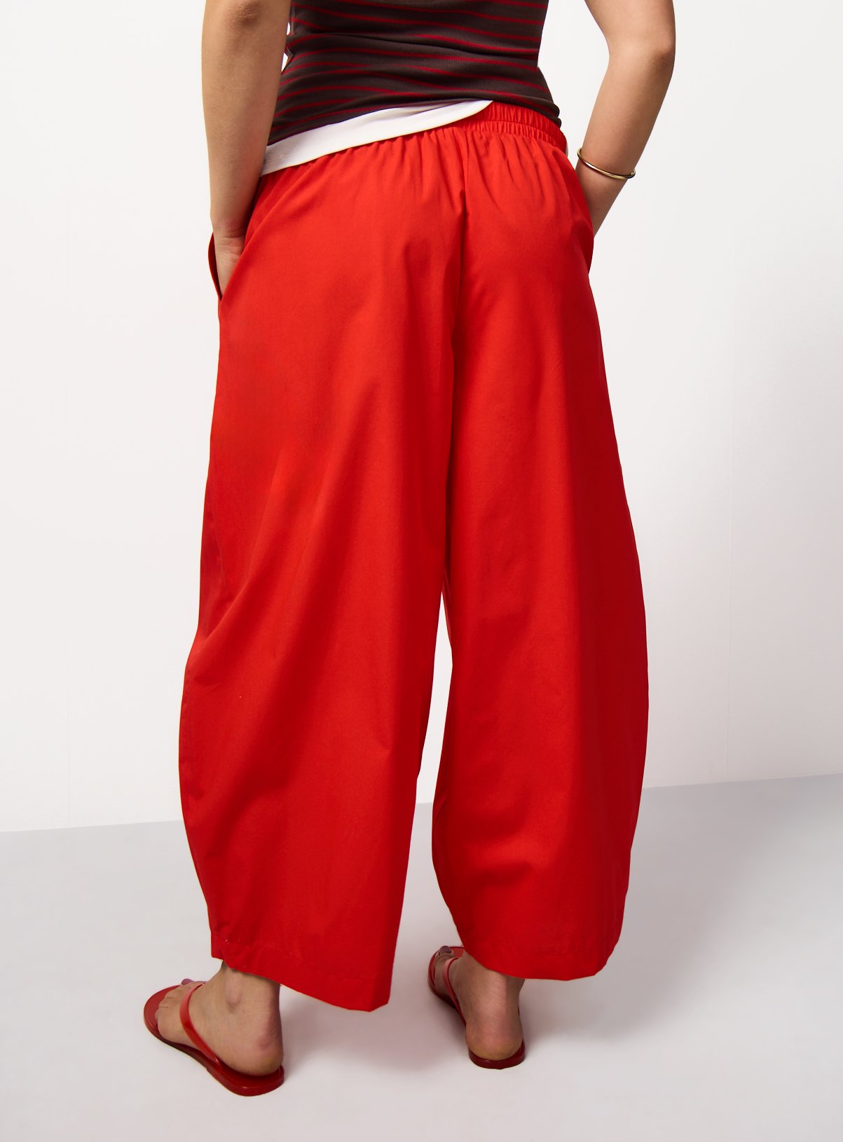 Red Poplin Balloon Leg Trousers 16 - Image 4 thumbnail