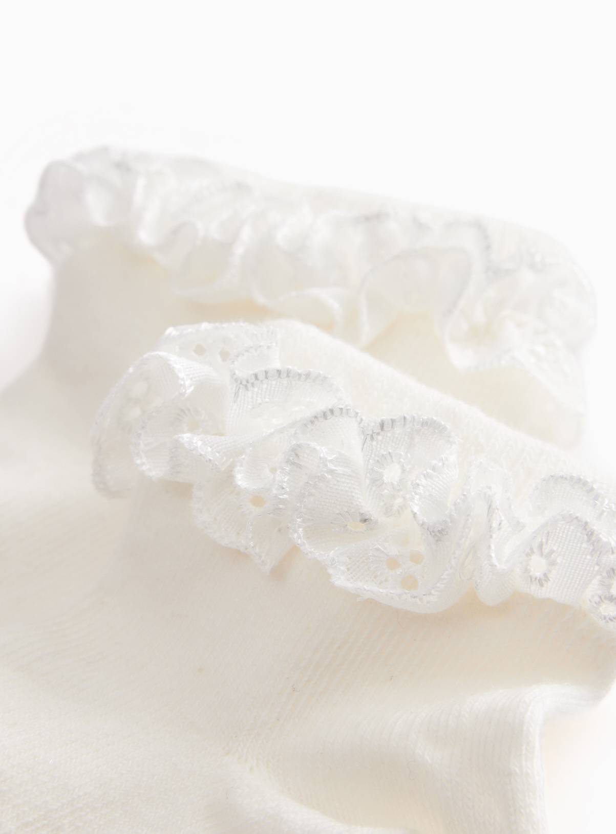 White Frilly Socks 3-Pack Up to 1 mnth - Image 2