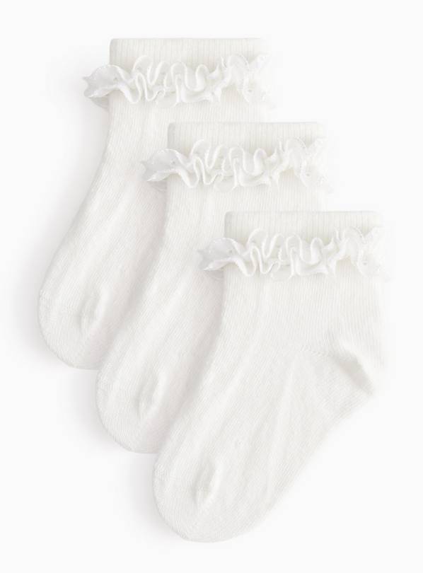 White Frilly Socks 3-Pack 6-12 months