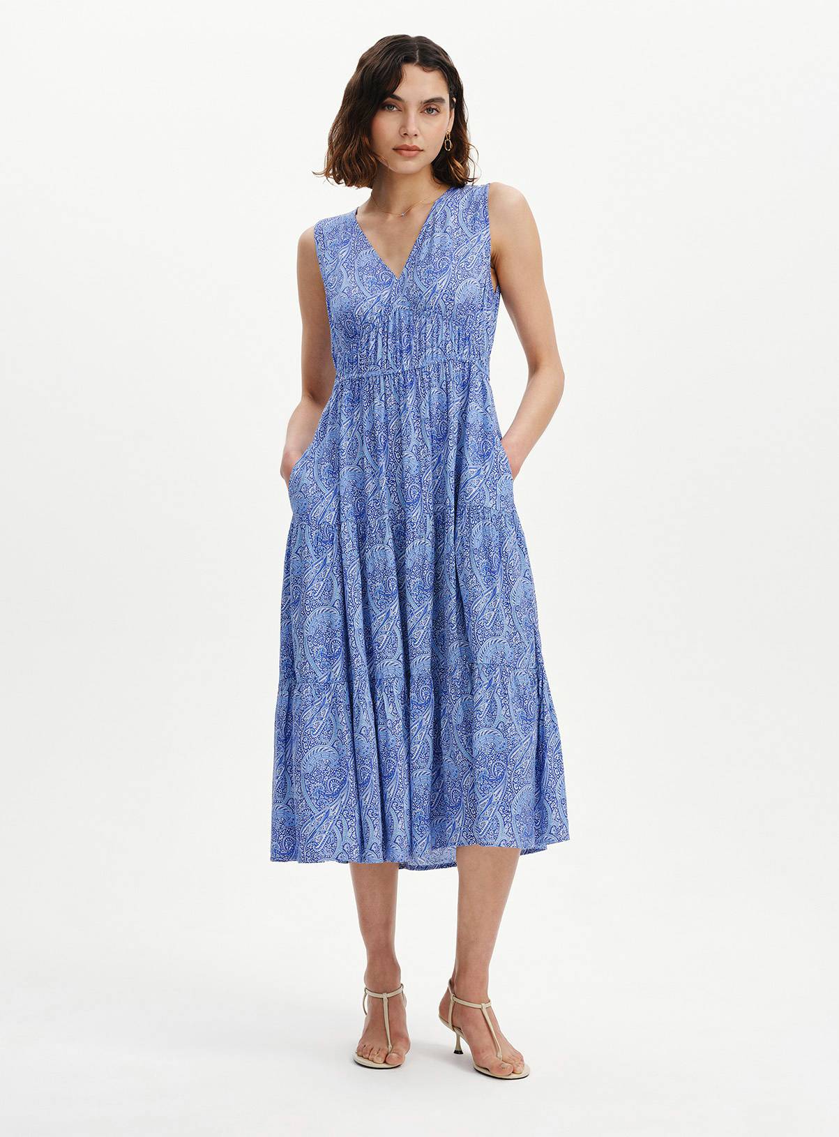 FINERY Stacey Dress Blue Paisley 8 - Image 1