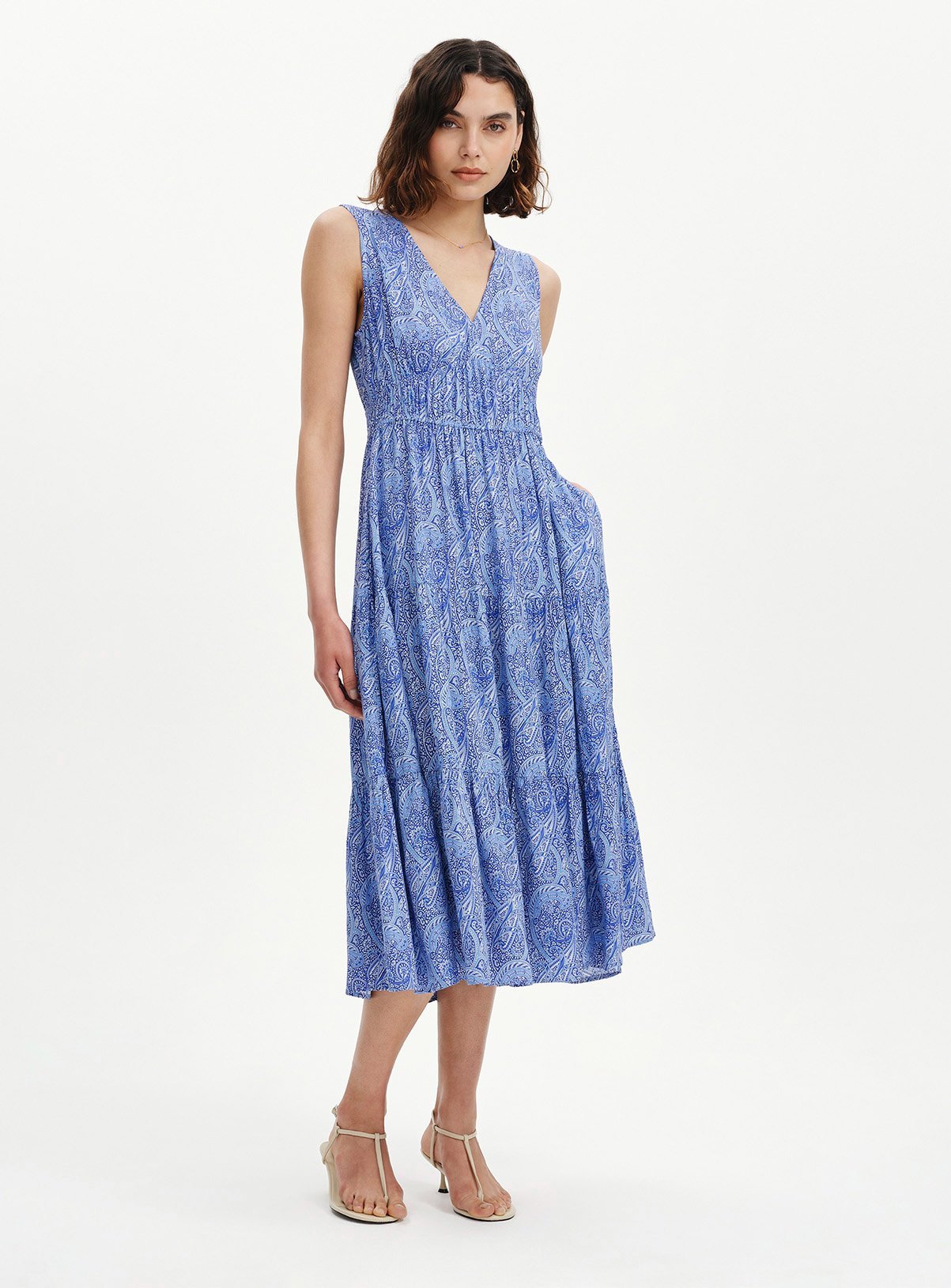 FINERY Stacey Dress Blue Paisley 8 - Image 2 thumbnail