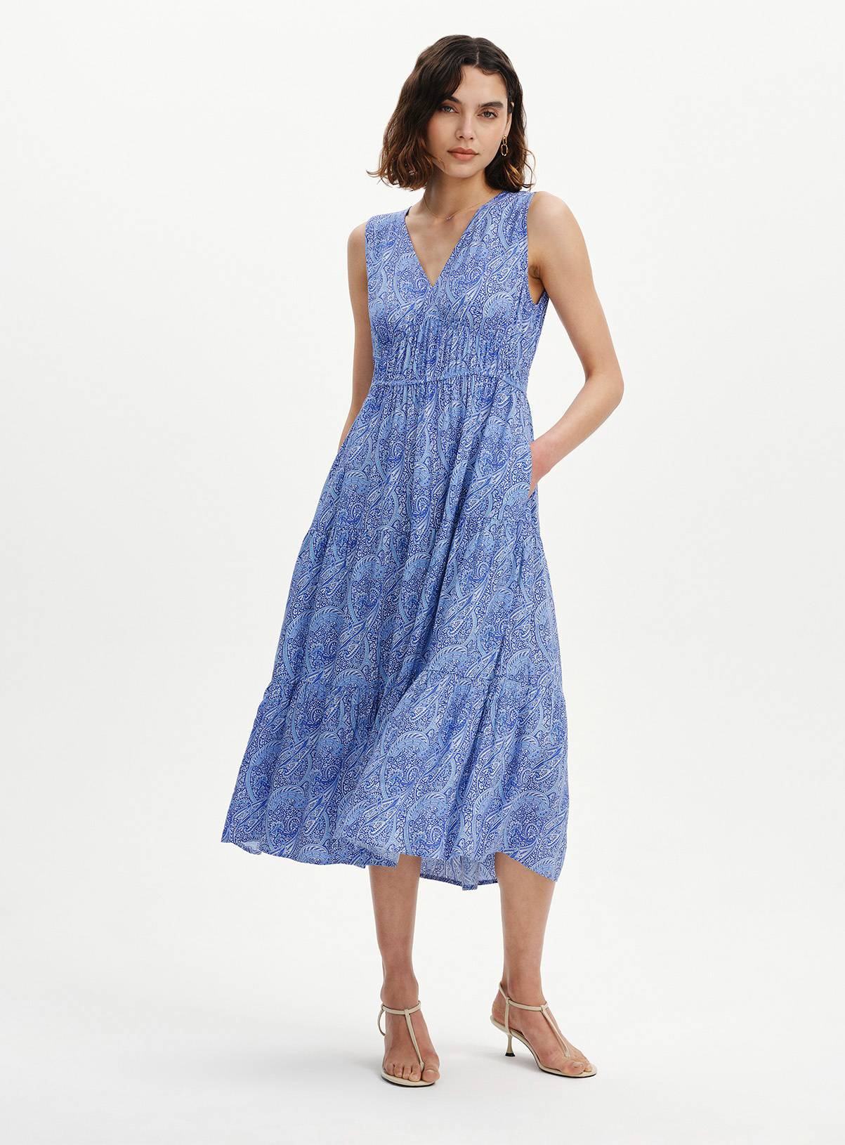 FINERY Stacey Dress Blue Paisley 8 - Image 3