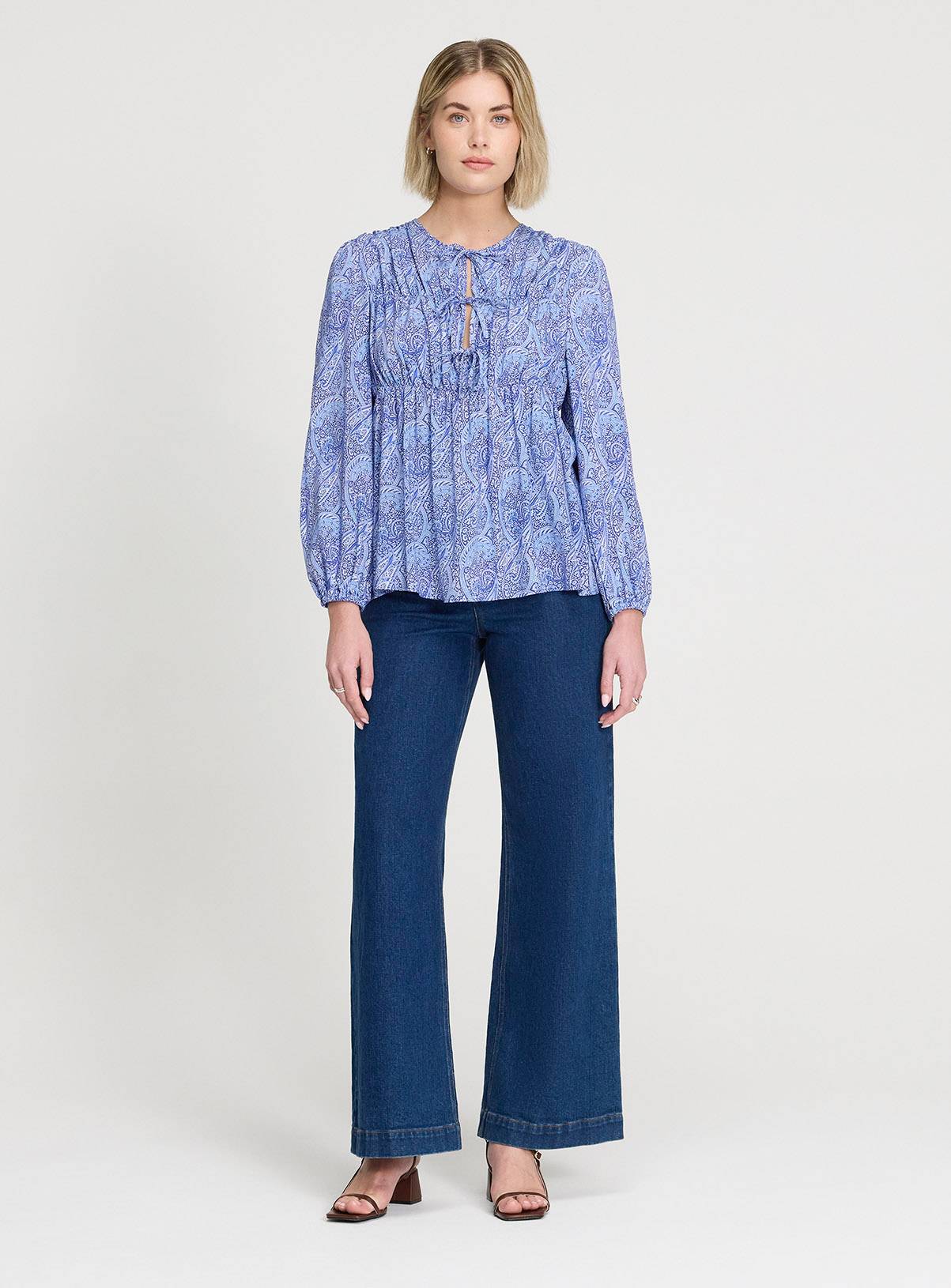 FINERY Roisin Top Blue Paisley 8 - Image 2