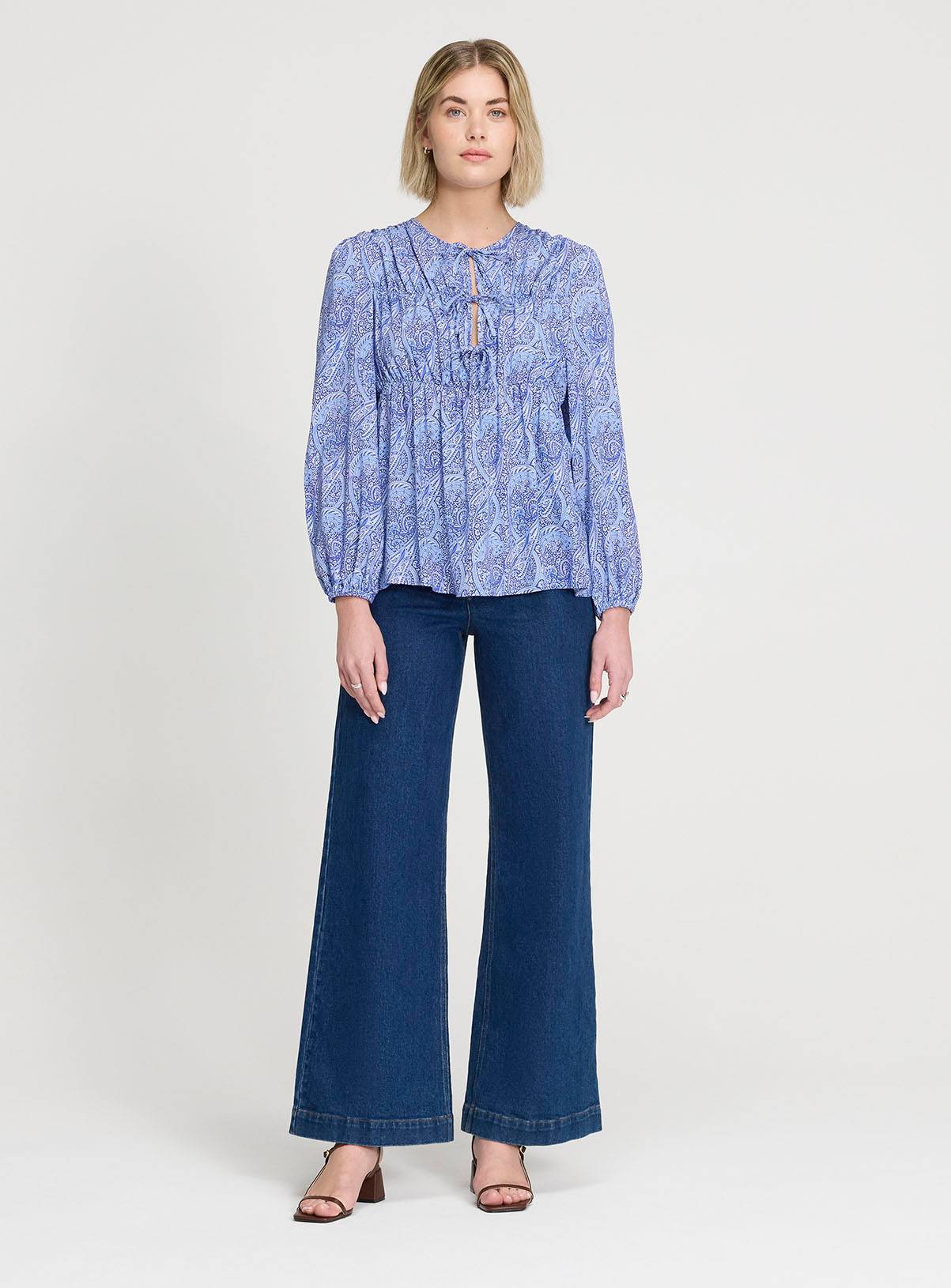 FINERY Roisin Top Blue Paisley 8 - Image 4