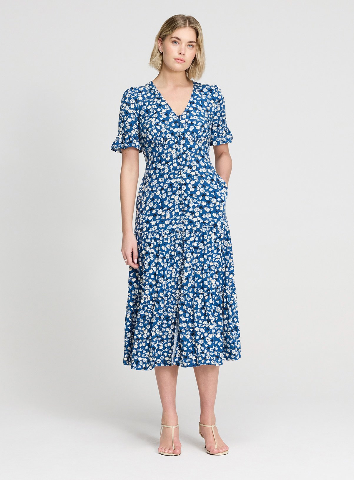 FINERY Sinead Dress Navy Ditsy 16 - Image 2 thumbnail