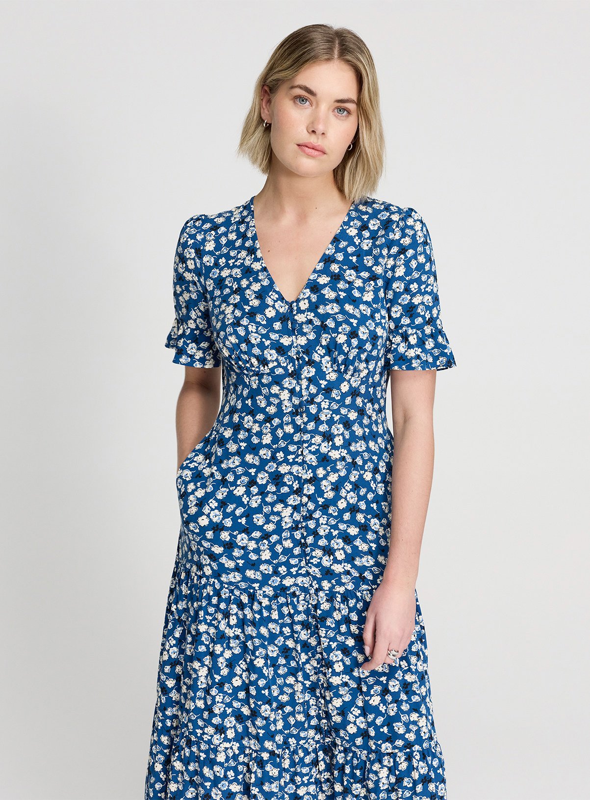 FINERY Sinead Dress Navy Ditsy 16 - Image 3 thumbnail