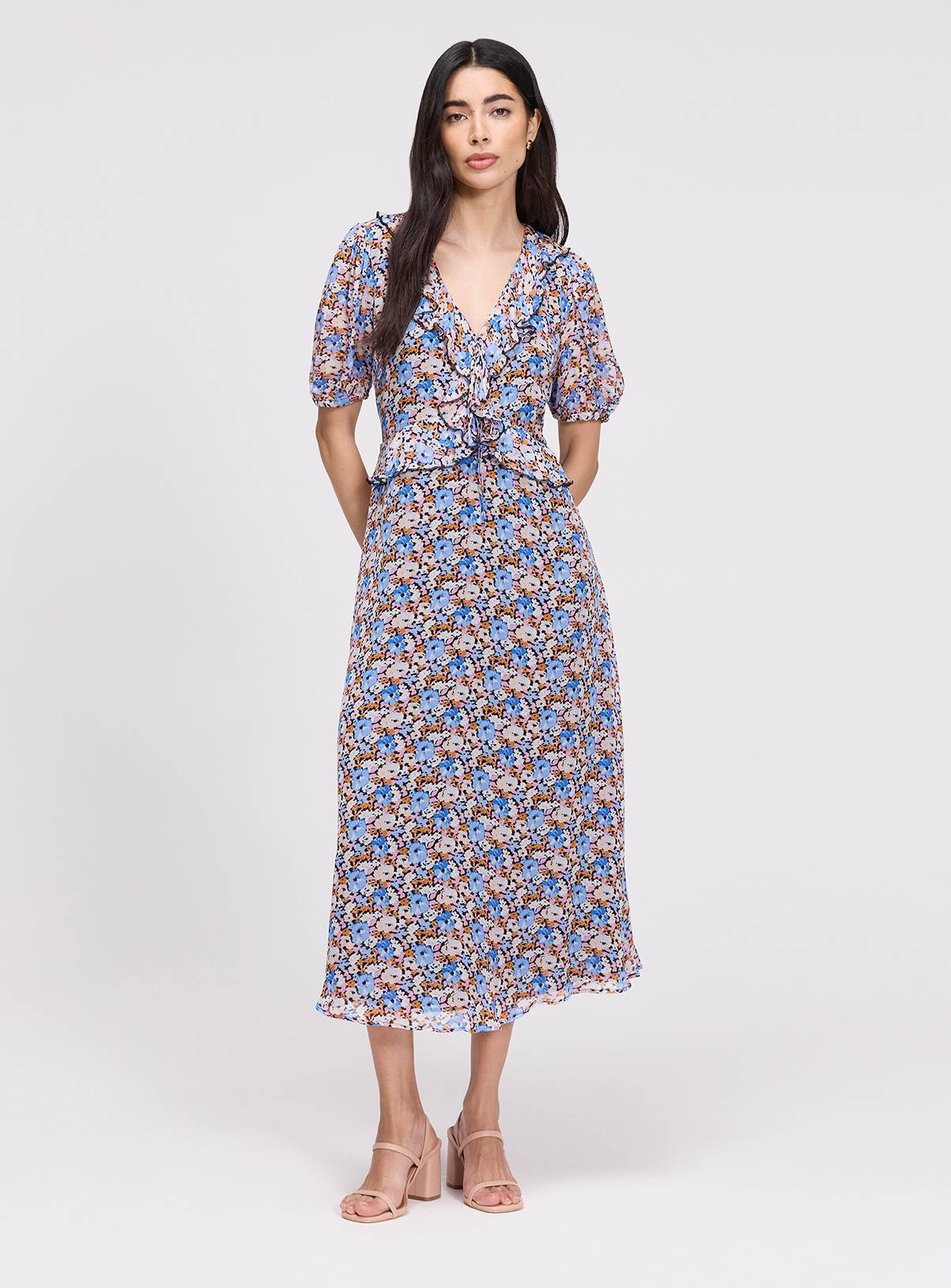 FINERY Pomona Dress Blue Floral 8 - Image 1