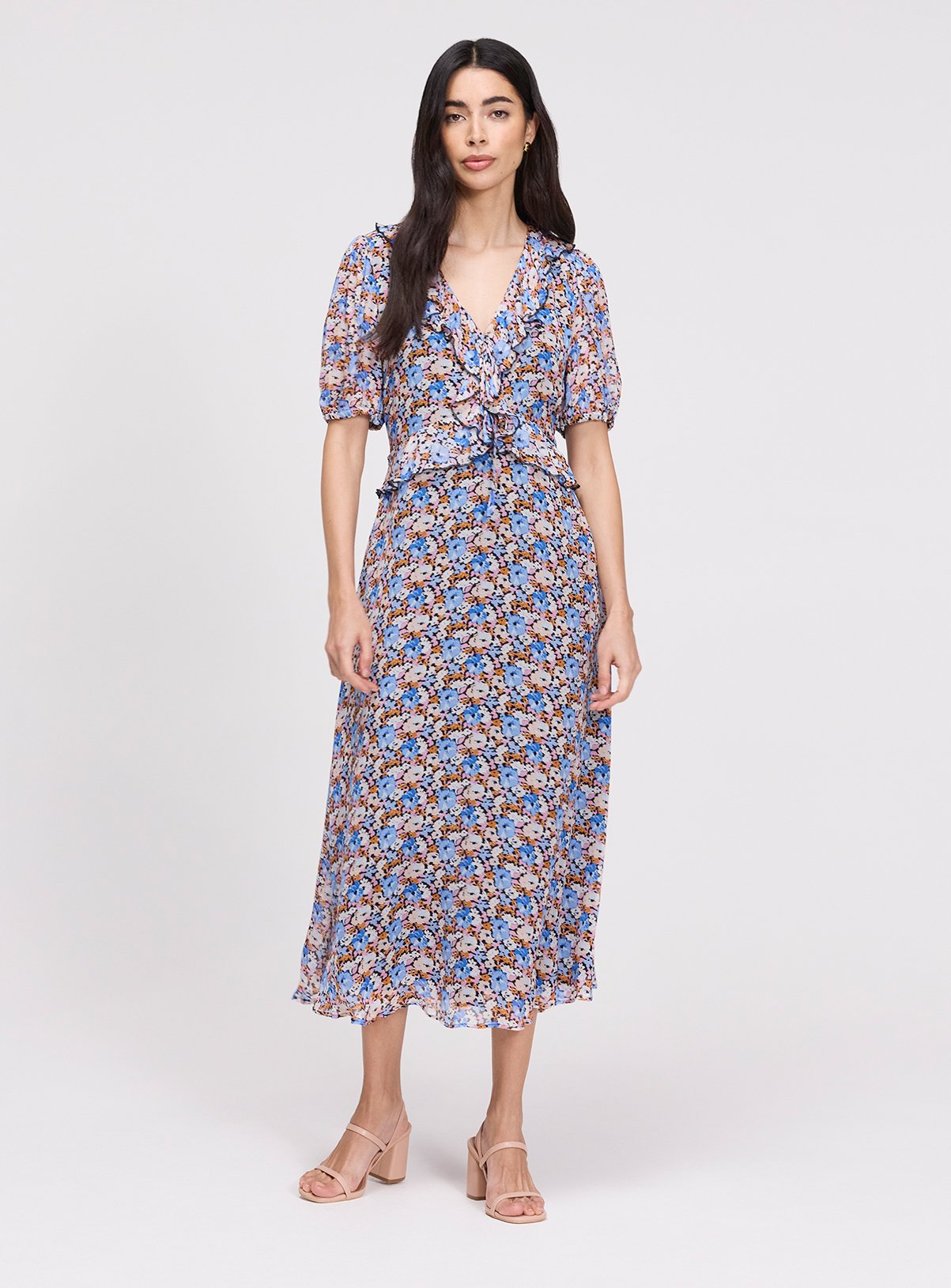 FINERY Pomona Dress Blue Floral 8 - Image 2 thumbnail