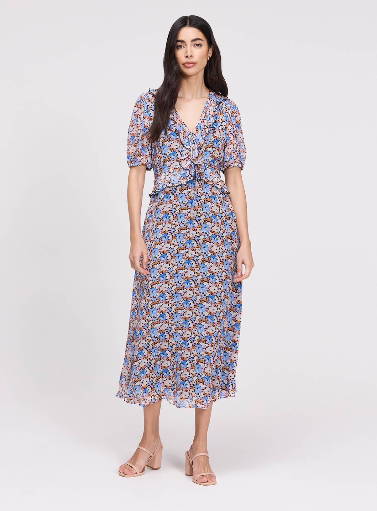 FINERY Pomona Dress Blue Floral 8 - Image 2