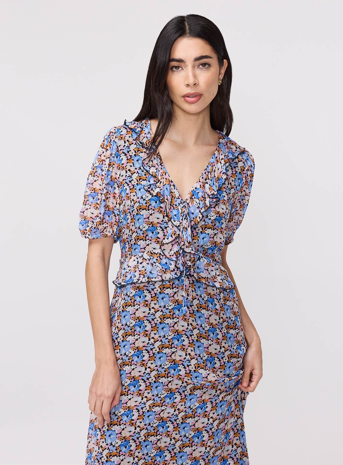 FINERY Pomona Dress Blue Floral 8 - Image 4