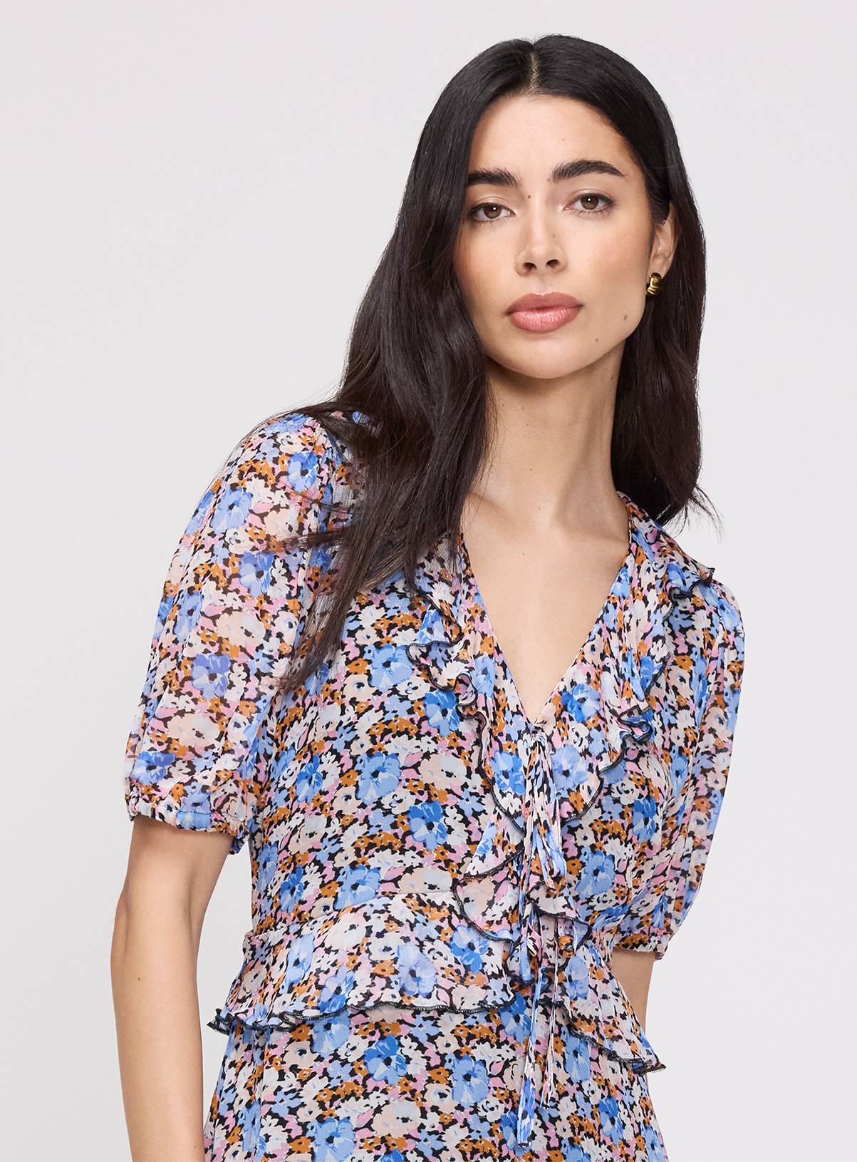 FINERY Pomona Dress Blue Floral 8 - Image 5