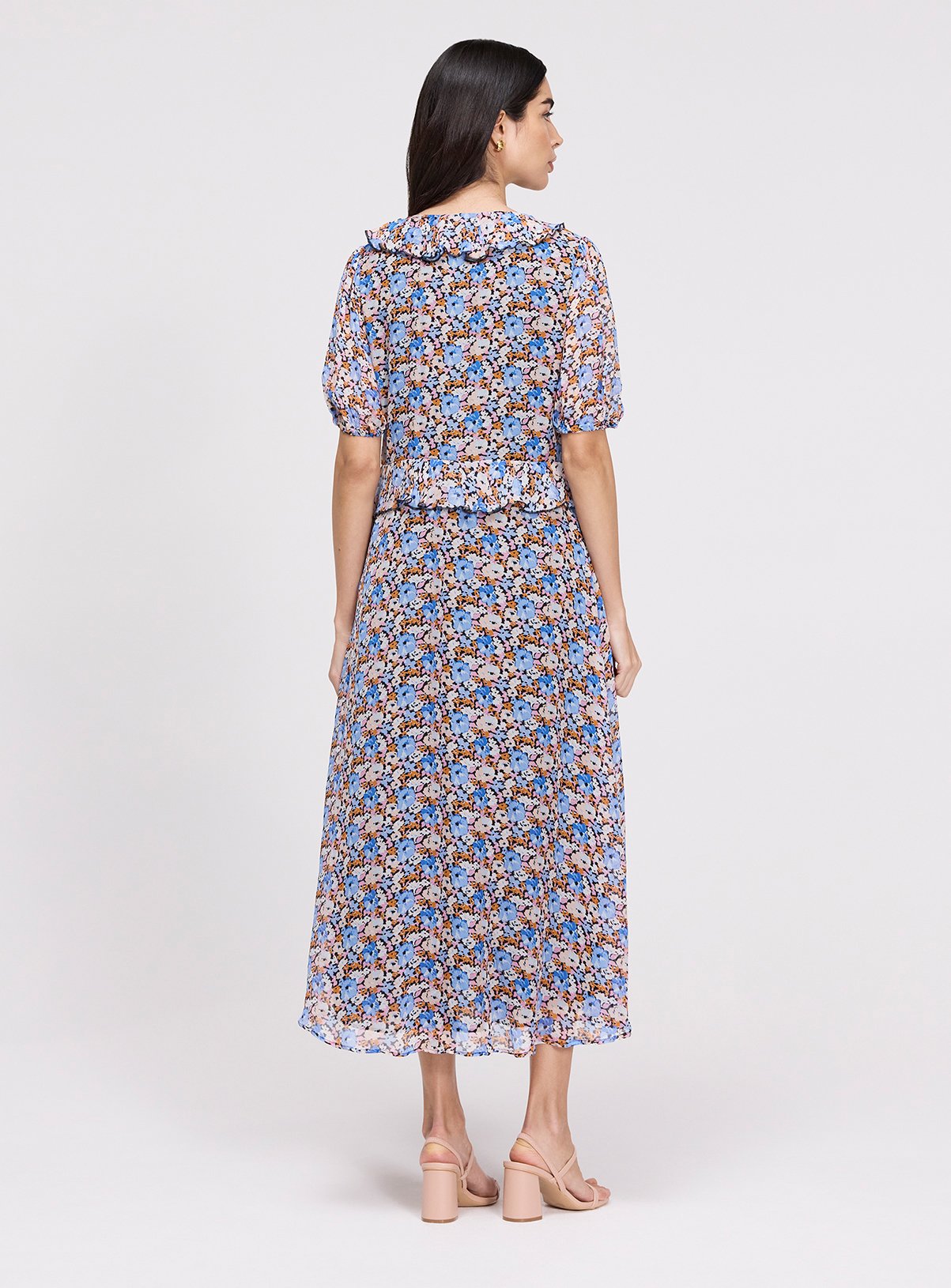 FINERY Pomona Dress Blue Floral 8 - Image 7 thumbnail