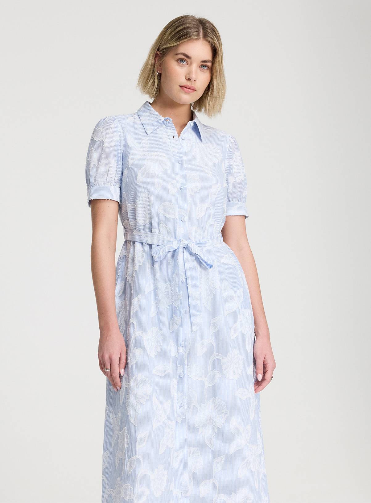 FINERY Mariah Blue Floral Stripe Shirt Dress 18 - Image 3