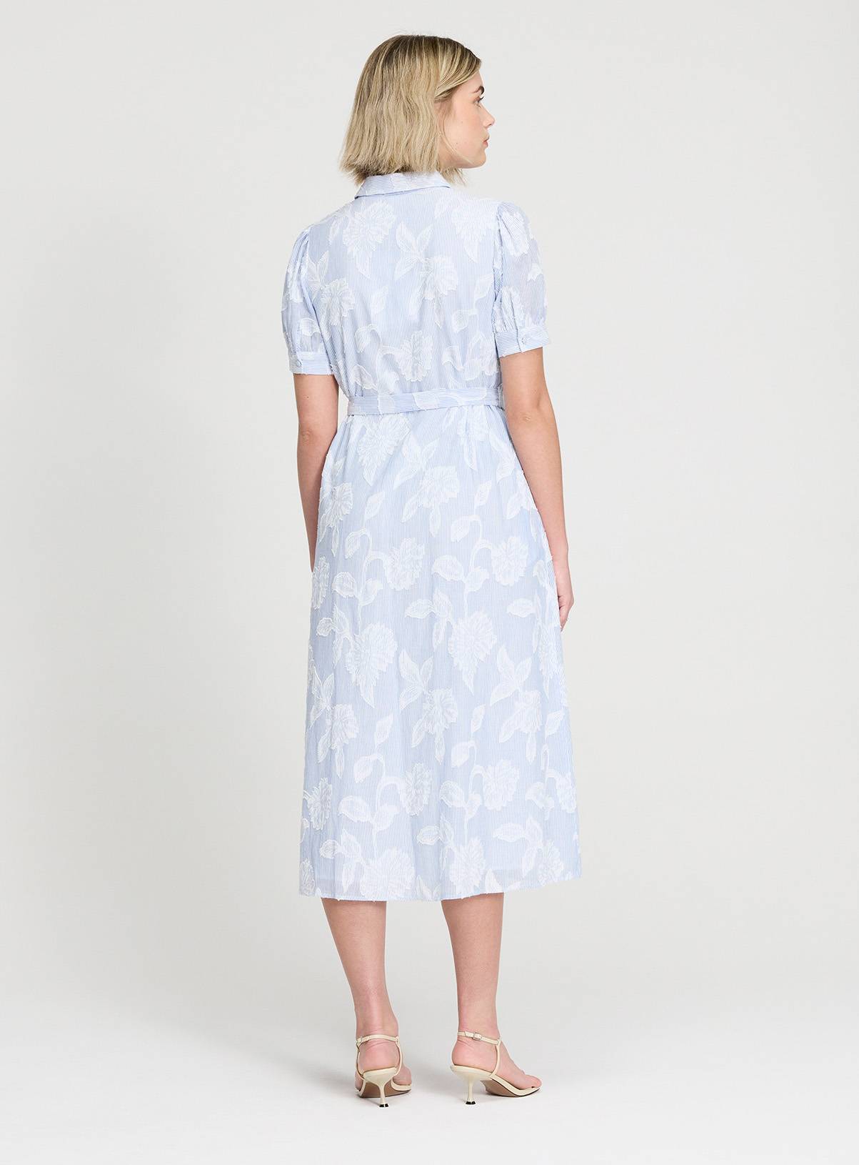 FINERY Mariah Blue Floral Stripe Shirt Dress 18 - Image 7
