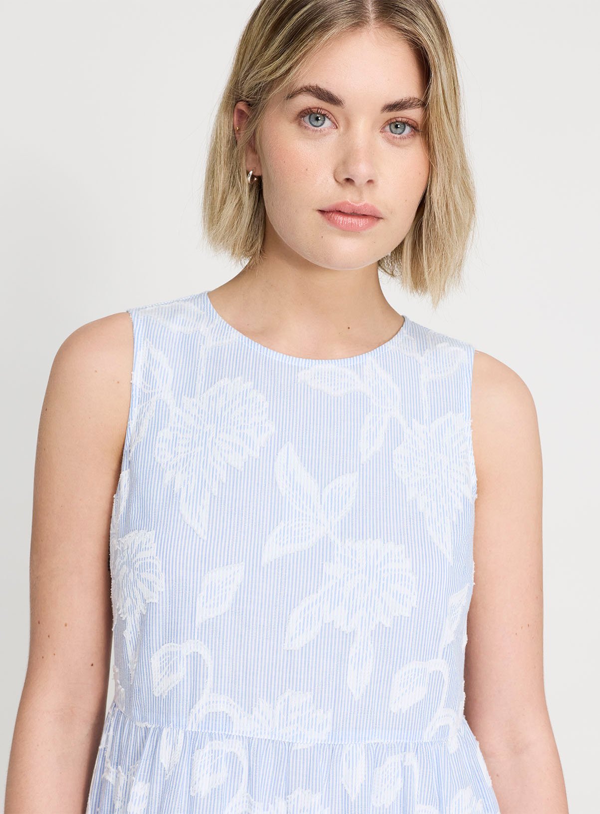 FINERY Hollie Blue Floral Stripe Tiered Dress 20 - Image 4 thumbnail
