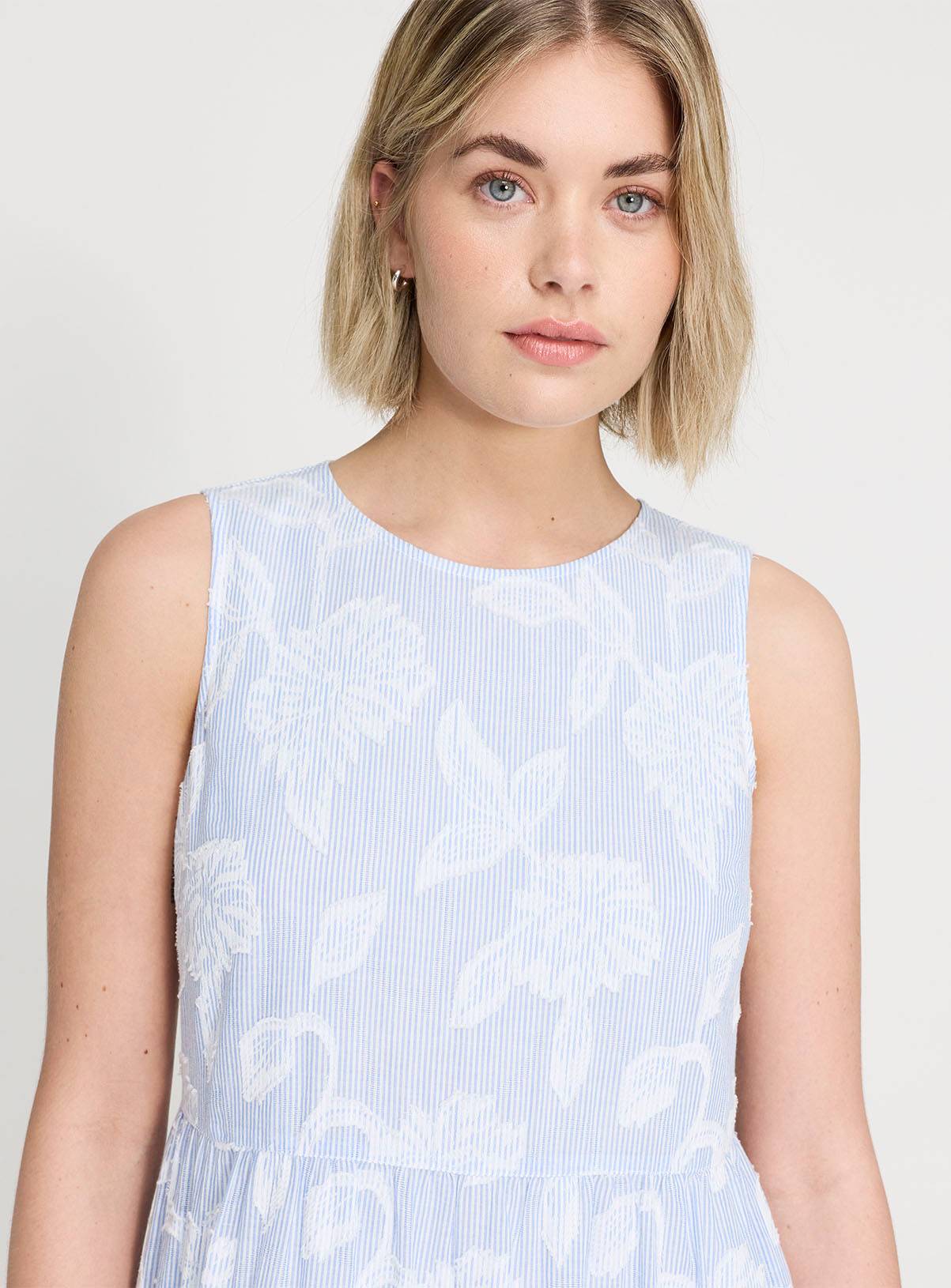 FINERY Hollie Blue Floral Stripe Tiered Dress 20 - Image 4