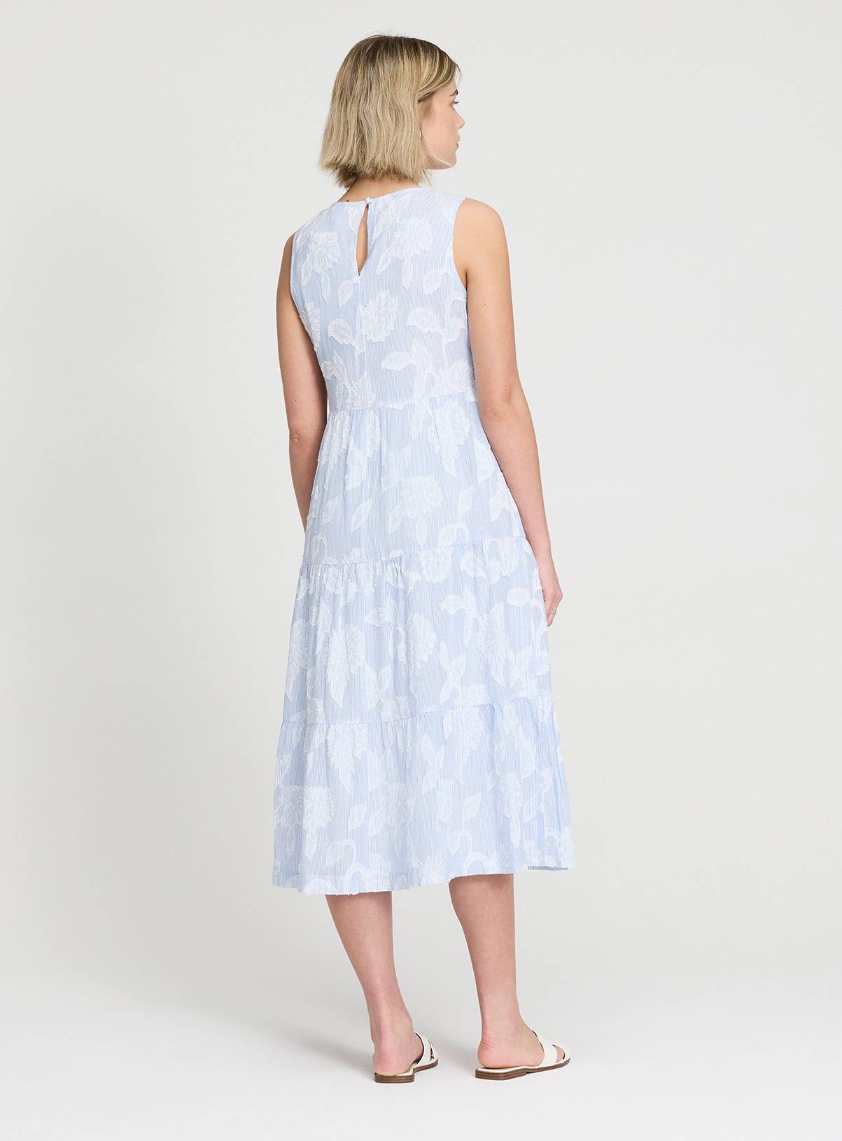 FINERY Hollie Blue Floral Stripe Tiered Dress 20 - Image 6