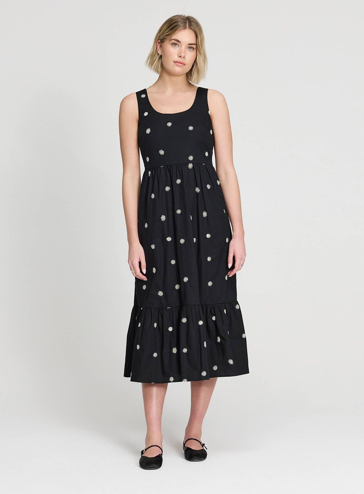 FINERY Cara Floral Embroidered Dress Black 14 - Image 1
