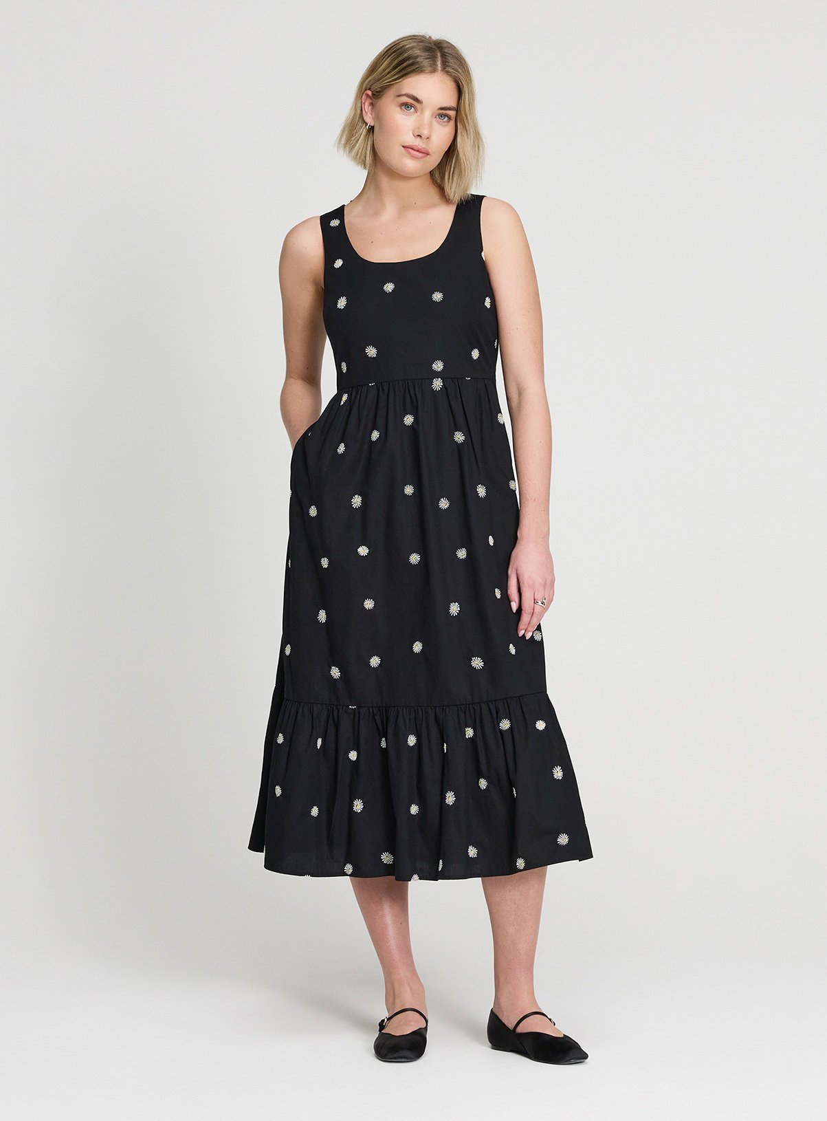 FINERY Cara Floral Embroidered Dress Black 14 - Image 2 thumbnail