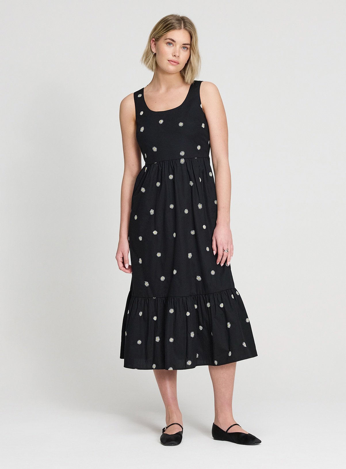 FINERY Cara Floral Embroidered Dress Black 14 - Image 3 thumbnail