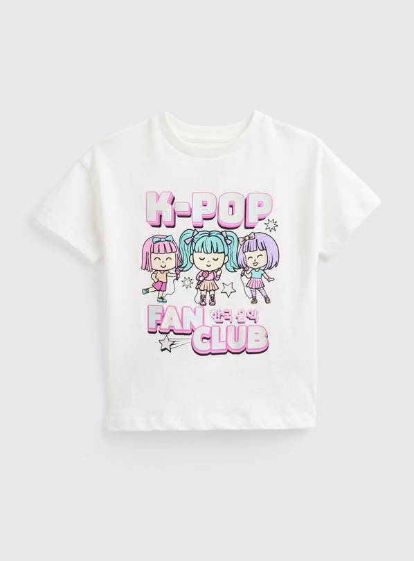 White Kpop Fan Club Graphic T-Shirt 4-5 years
