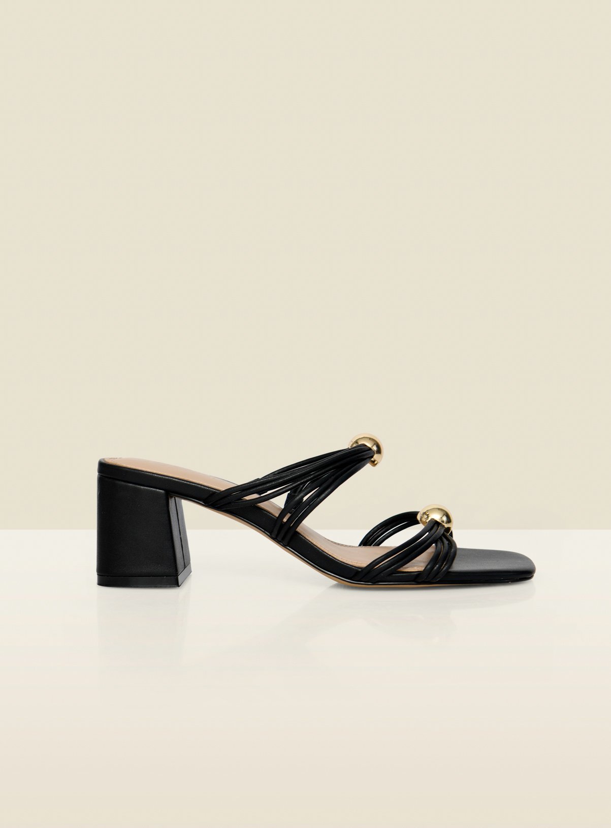 SOSANDAR Black Strappy Mule Sandals with Gold Detail 3 - Image 2 thumbnail