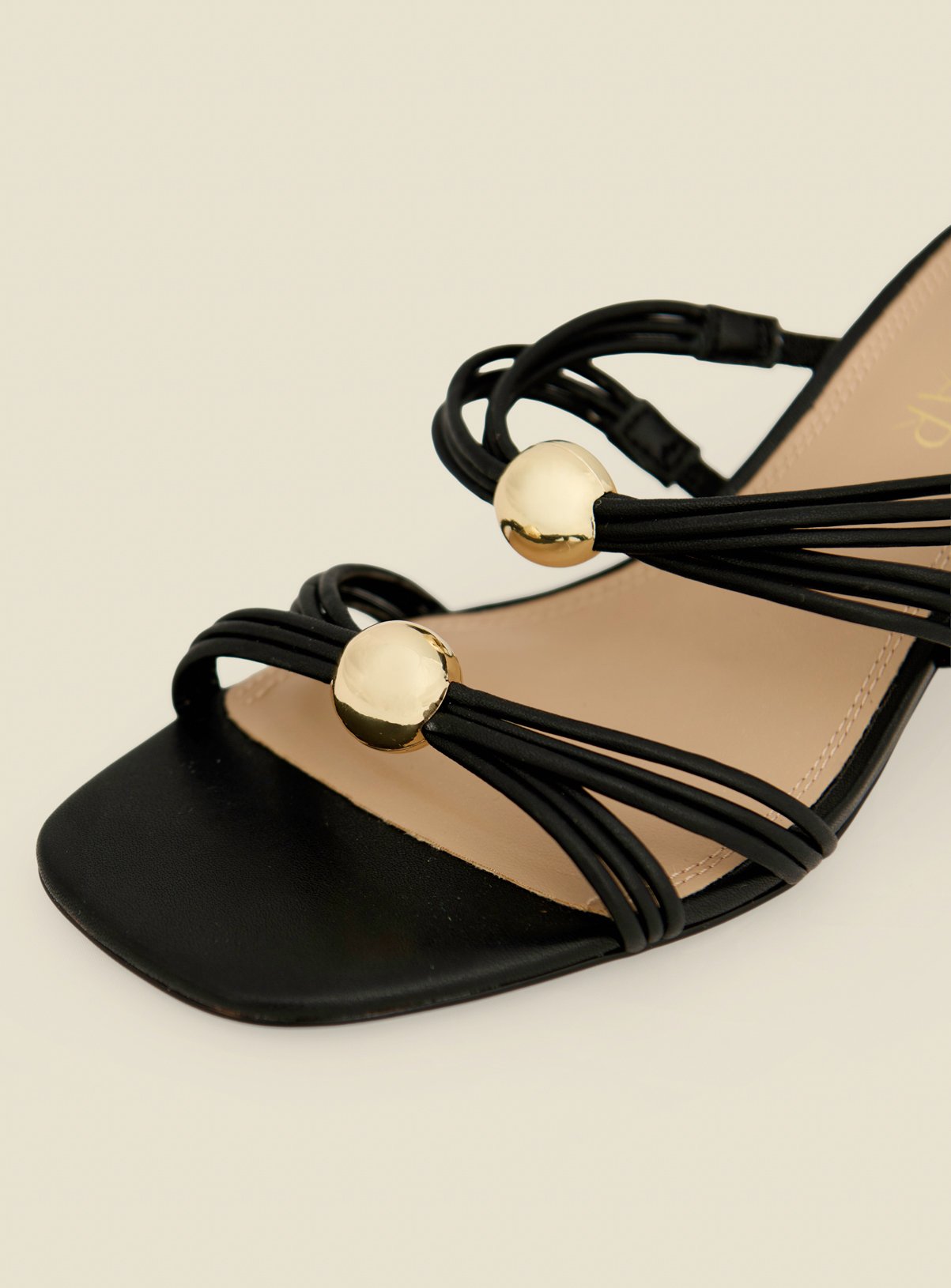 SOSANDAR Black Strappy Mule Sandals with Gold Detail 3 - Image 4 thumbnail