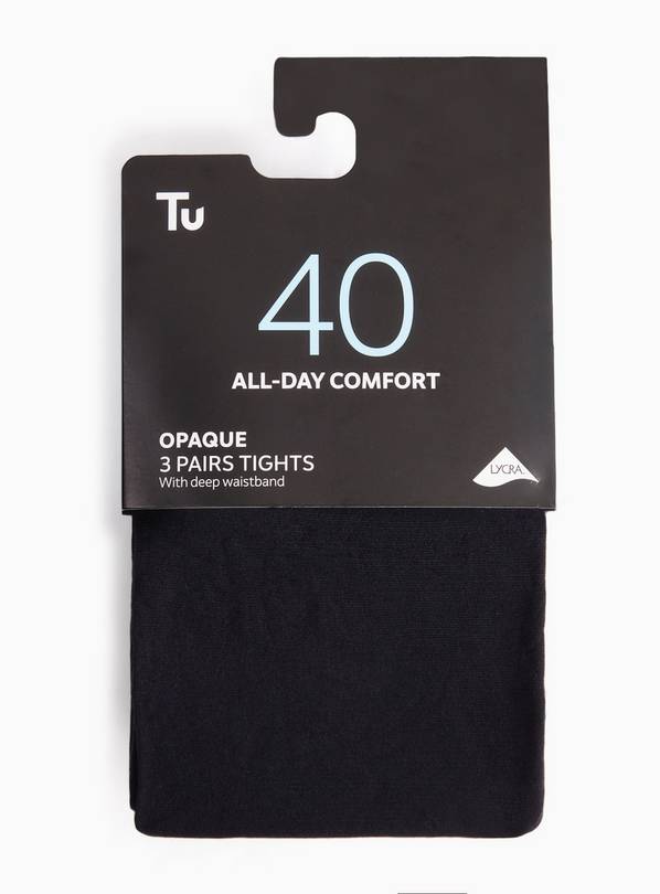 40 Denier Opaque Tights 3-Pack M