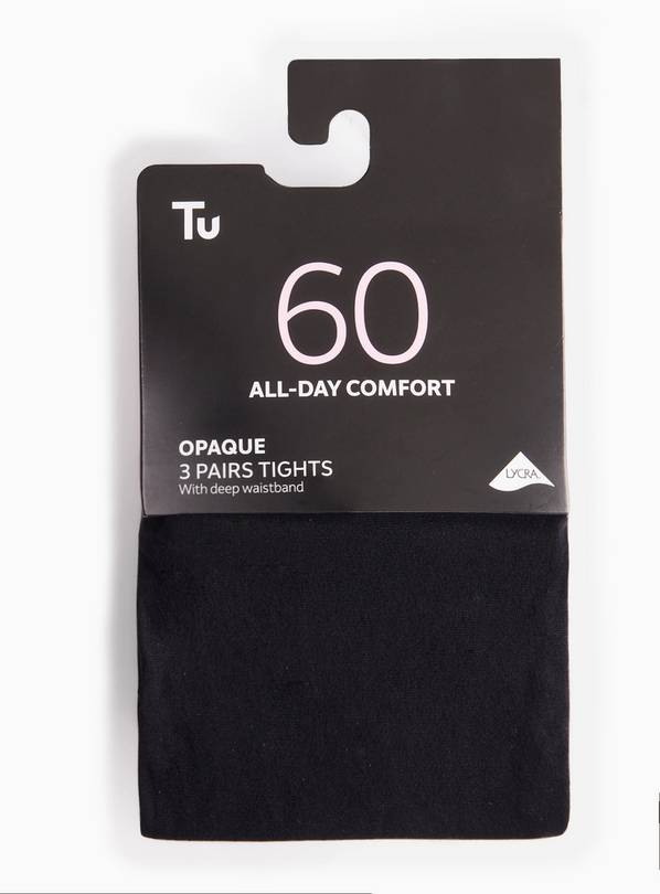 60 Denier Opaque Tights 3-Pack S