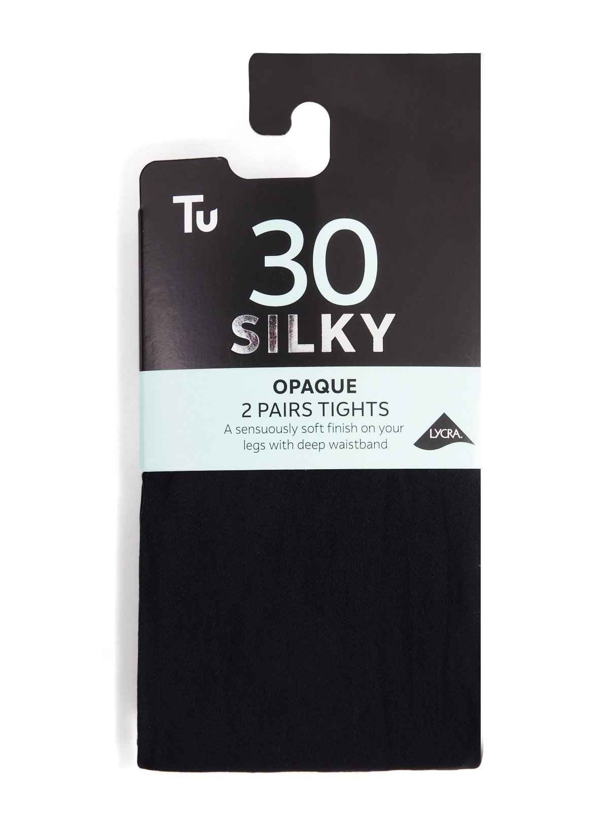 Black 30 Denier Opaque Silky Tights 2-Pack L - Image 1 thumbnail