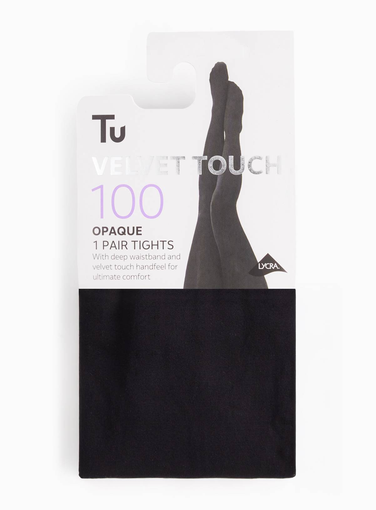 100 Denier Black Opaque Velvet Tights XL - Image 1