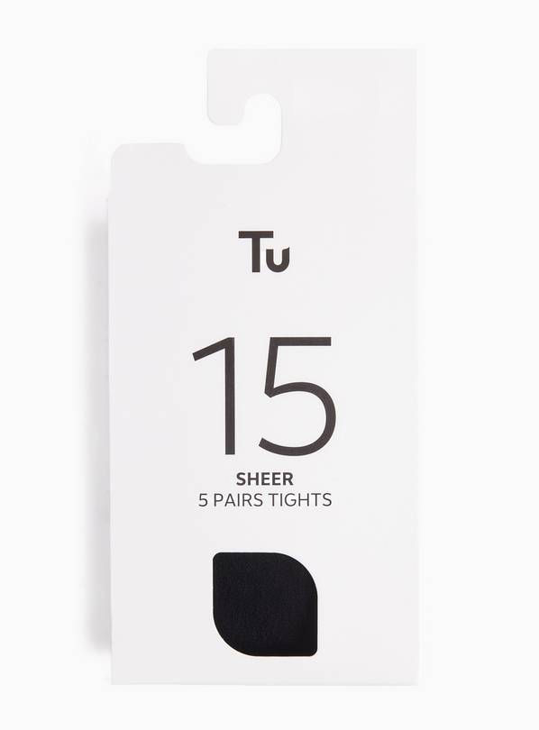 Black 15 Denier Silky Tights 5-Pack L