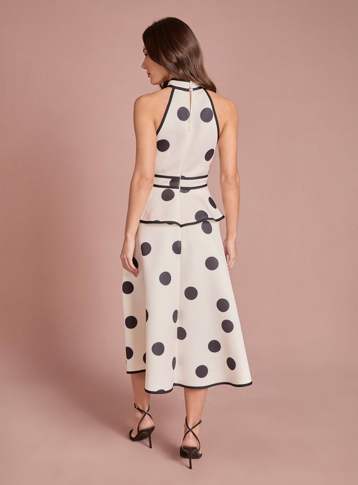 COAST Mono Polka Dot Peplum Hem Scuba Dress 10 - Image 3