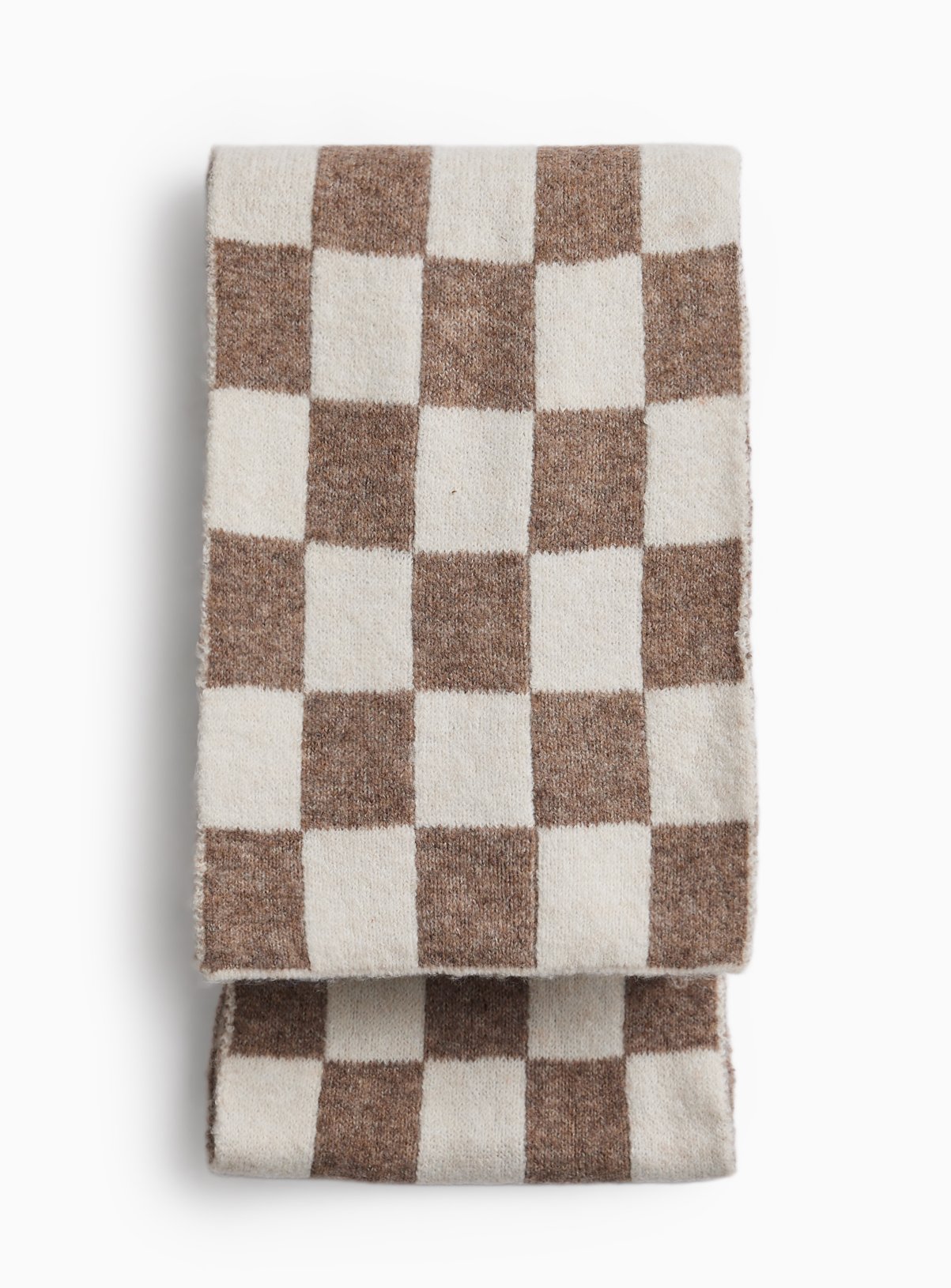 Brown & Cream Checkerboard Scarf 10-13 years - Image 1 thumbnail